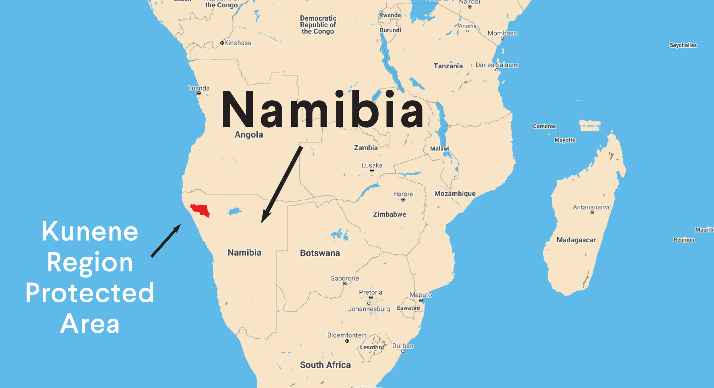 Zoomed out Map of Namibia