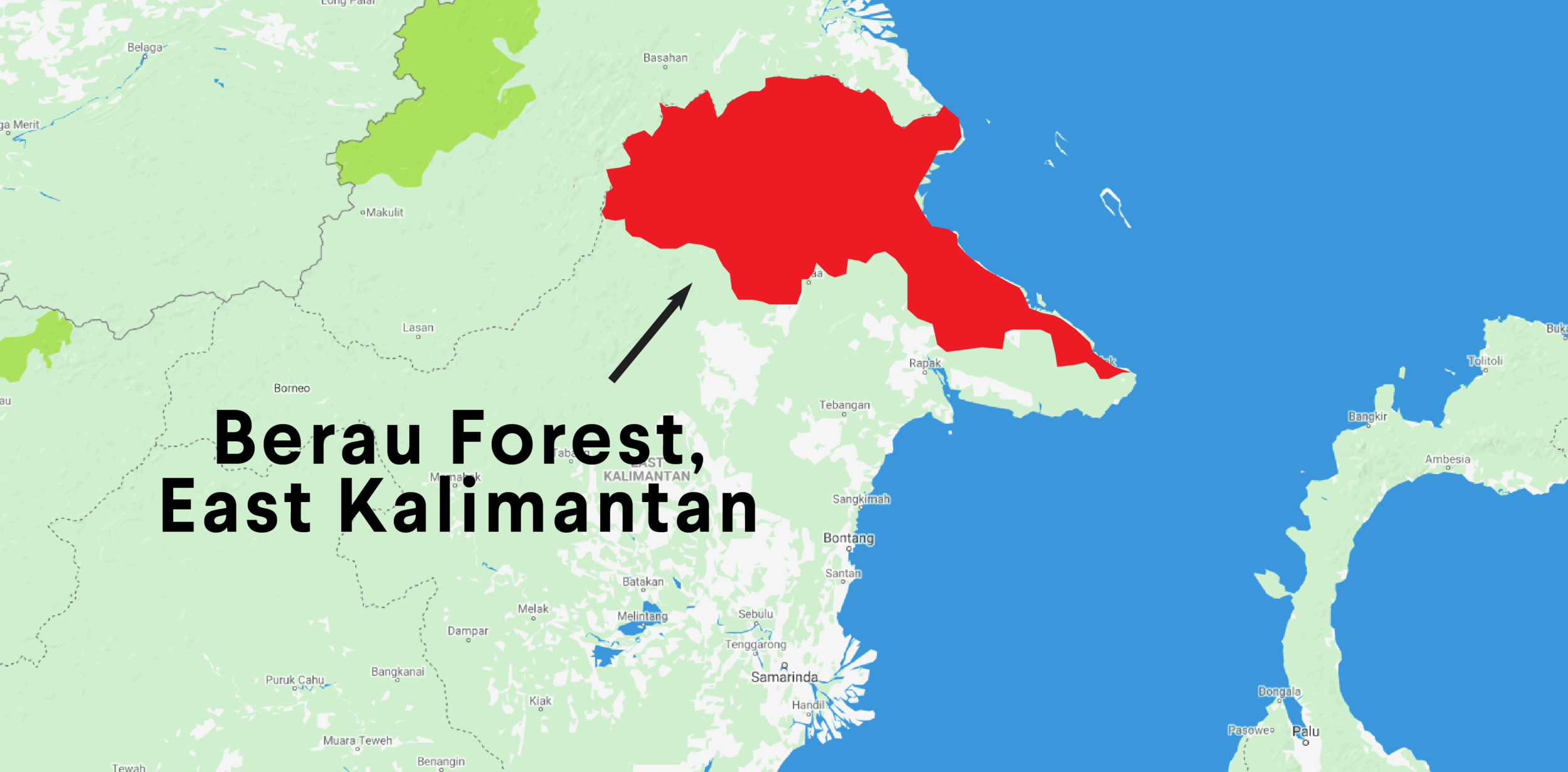 Zoomed in Map of Borneo