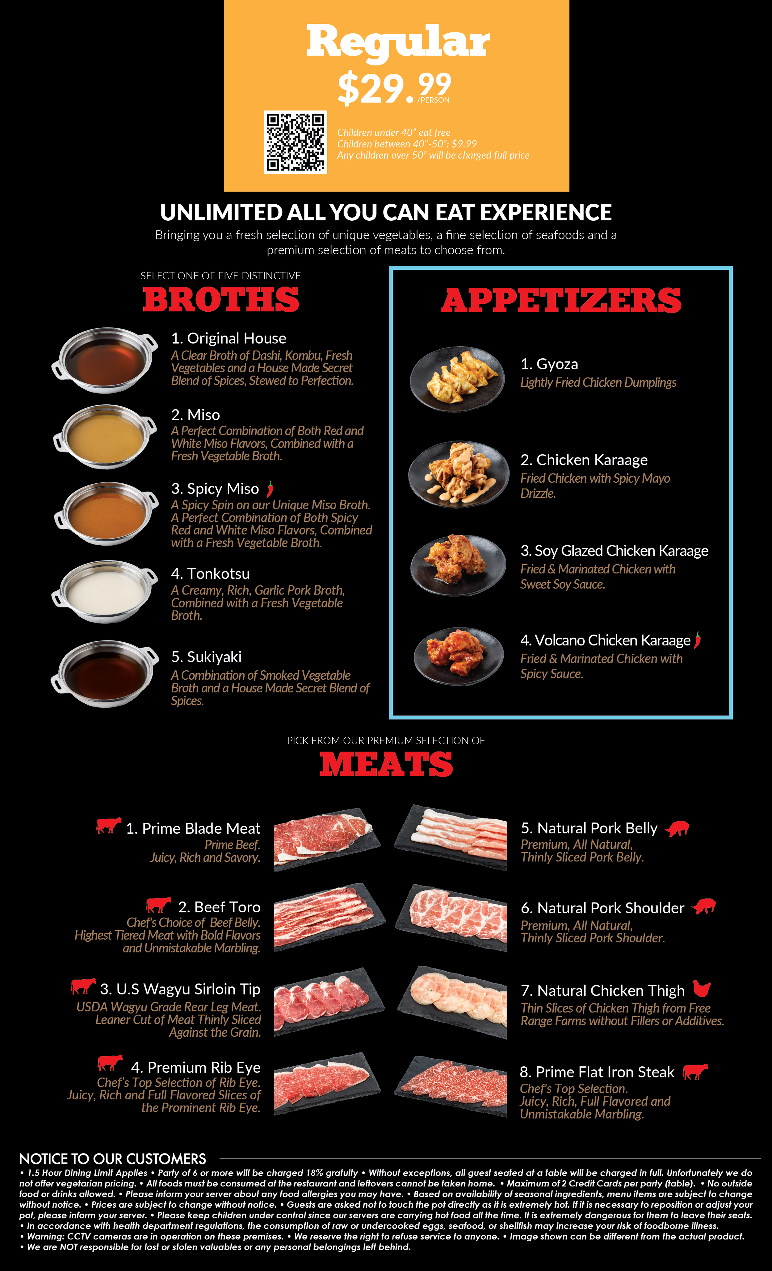 Honolulu Regular Menu — Shabuya