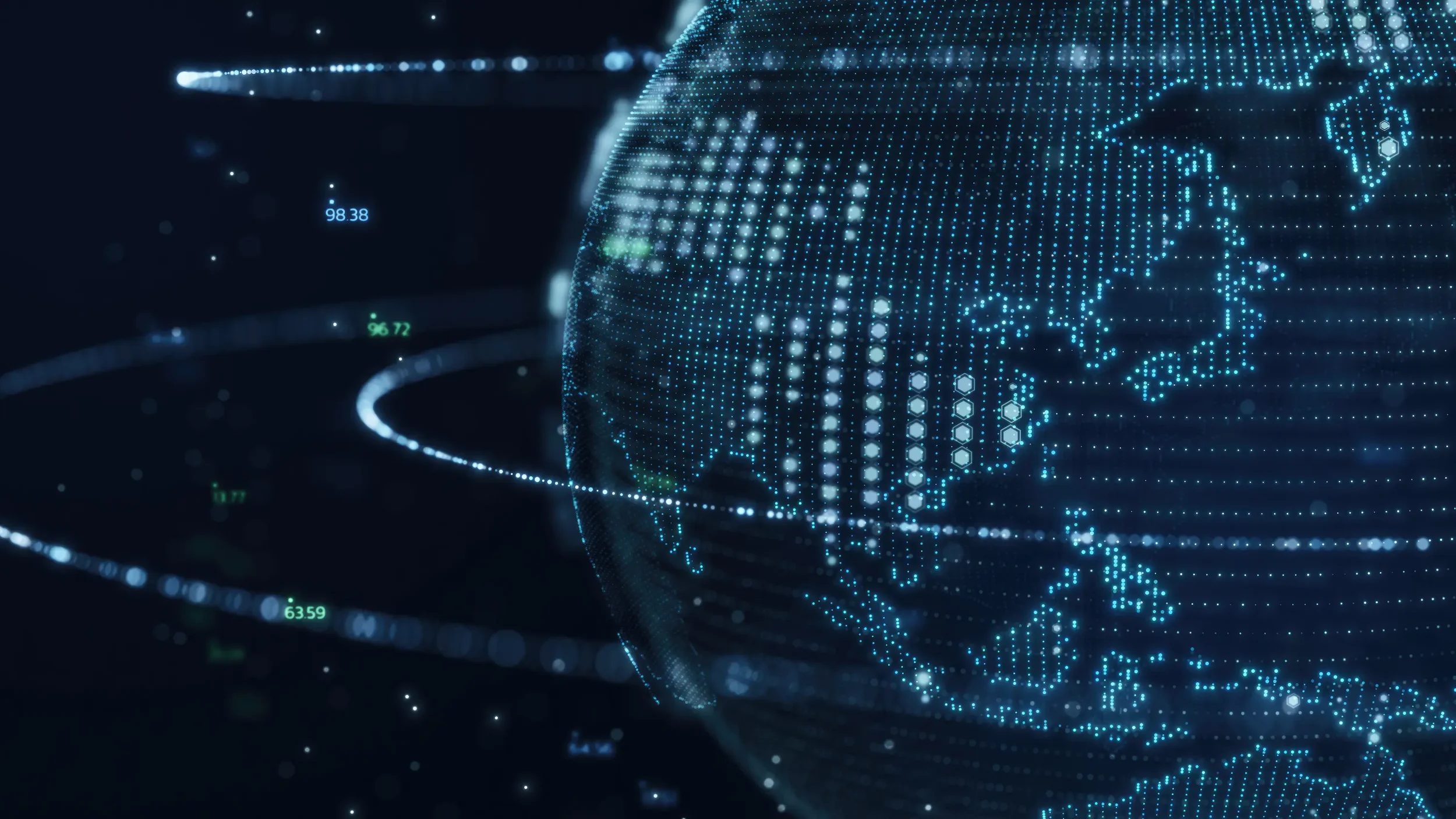 B2B podcast distribution and marketing services represented by a digital globe and connected data