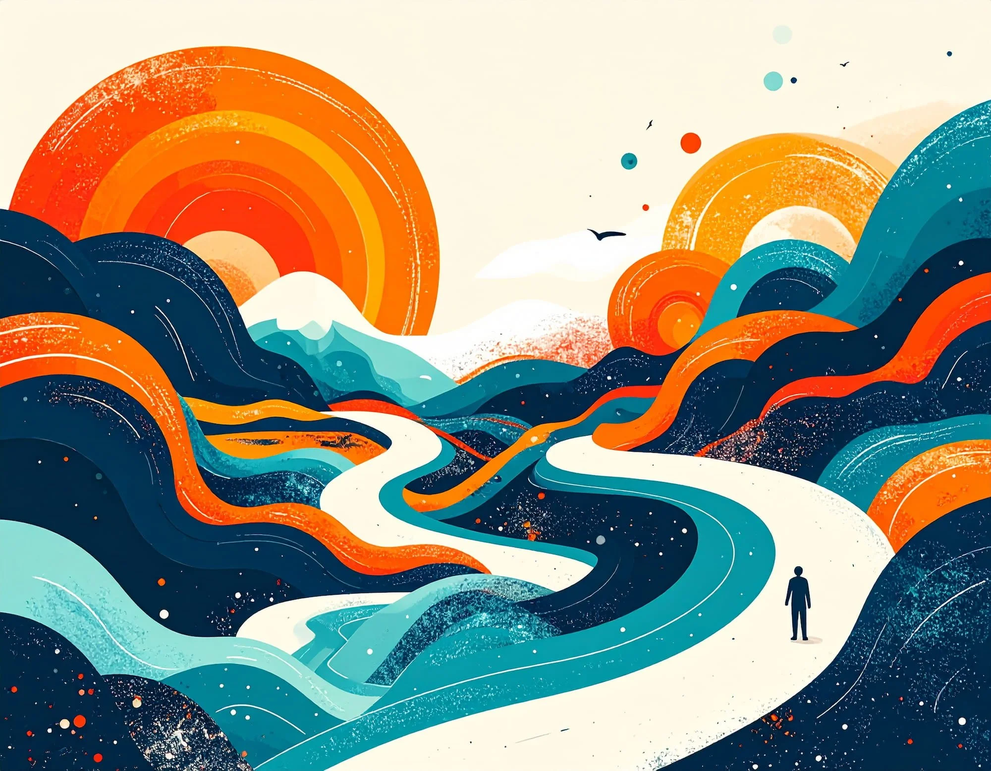 Beauxhaus AI search engine optimization strategy graphic of winding paths and abstract landscape