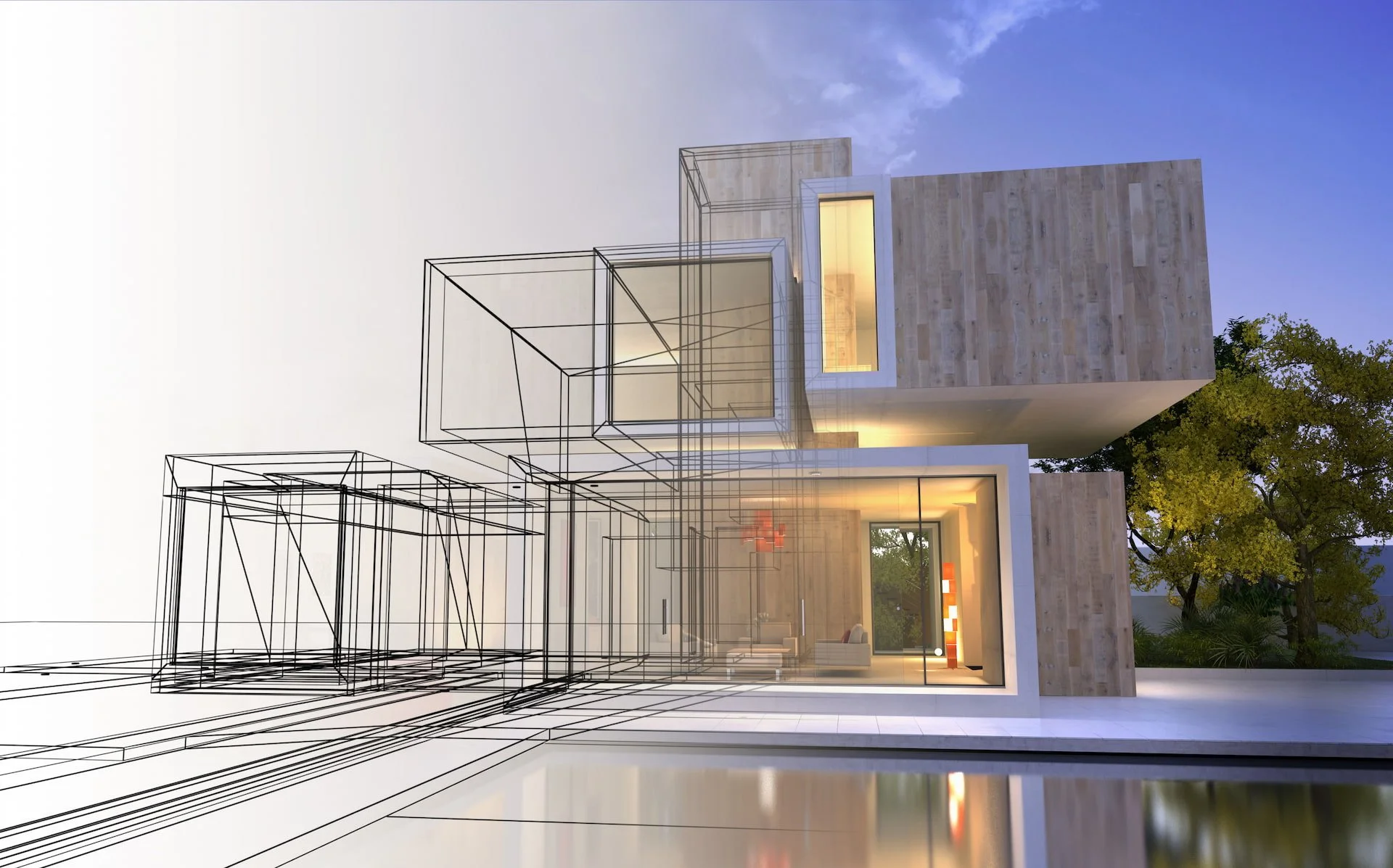 Architectural services showcase modern sustainable design project for online promotion