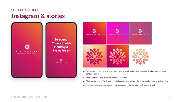 Rubi Wellness brand identity designed by Designland