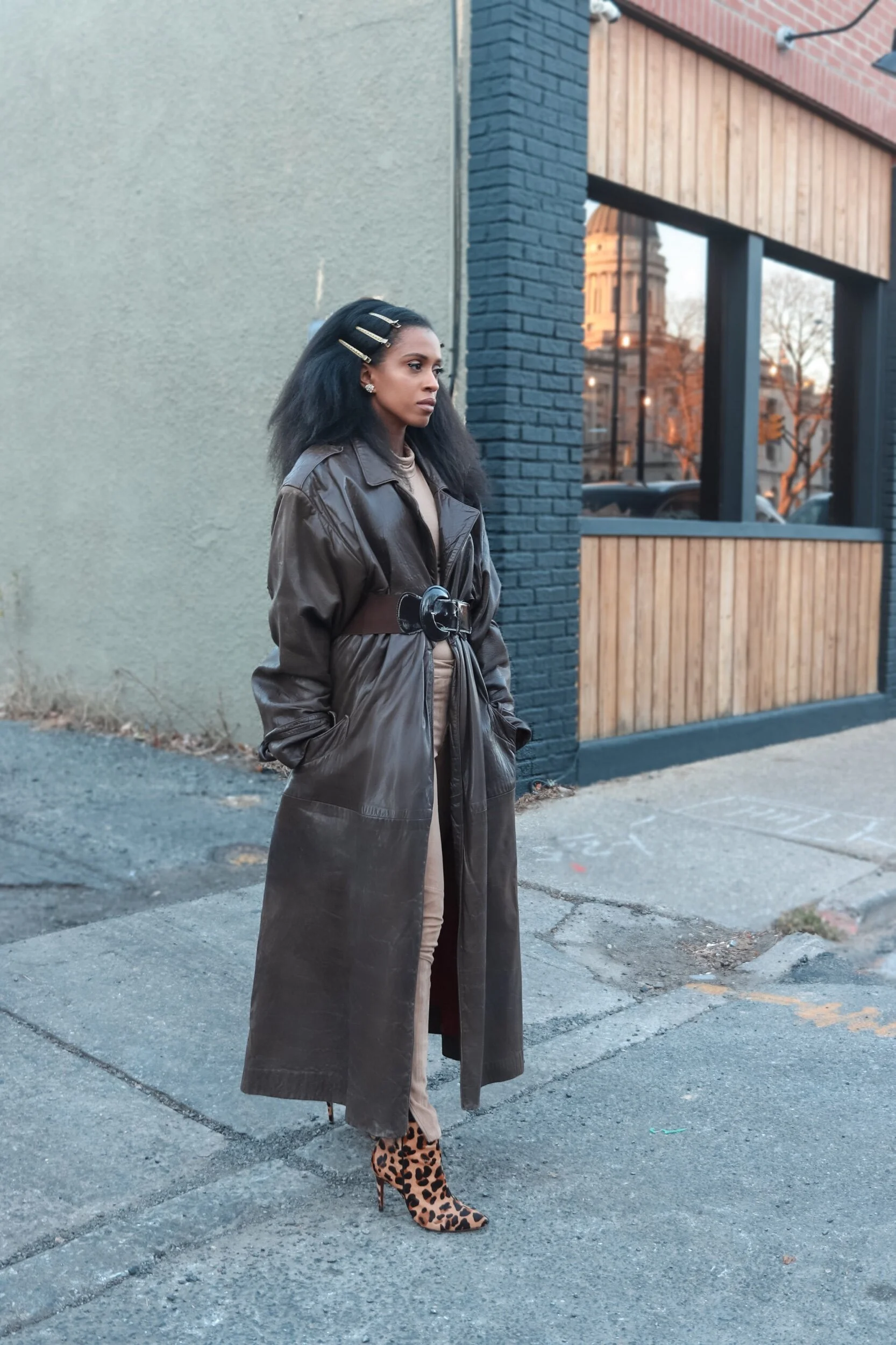 Trendy #OOTD Leather trench Coat