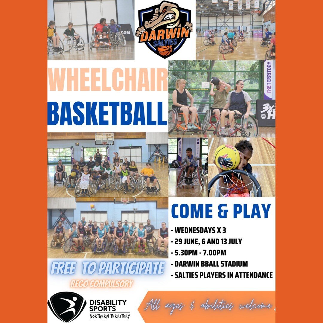 Get down tomorrow night for a chance to meet and play with legends of The Darwin Salties National Wheelchair Basketball Team 🐊🥳

To register, please fill out your details here - https://forms.gle/MpjCeg1vsCG65Gzx9