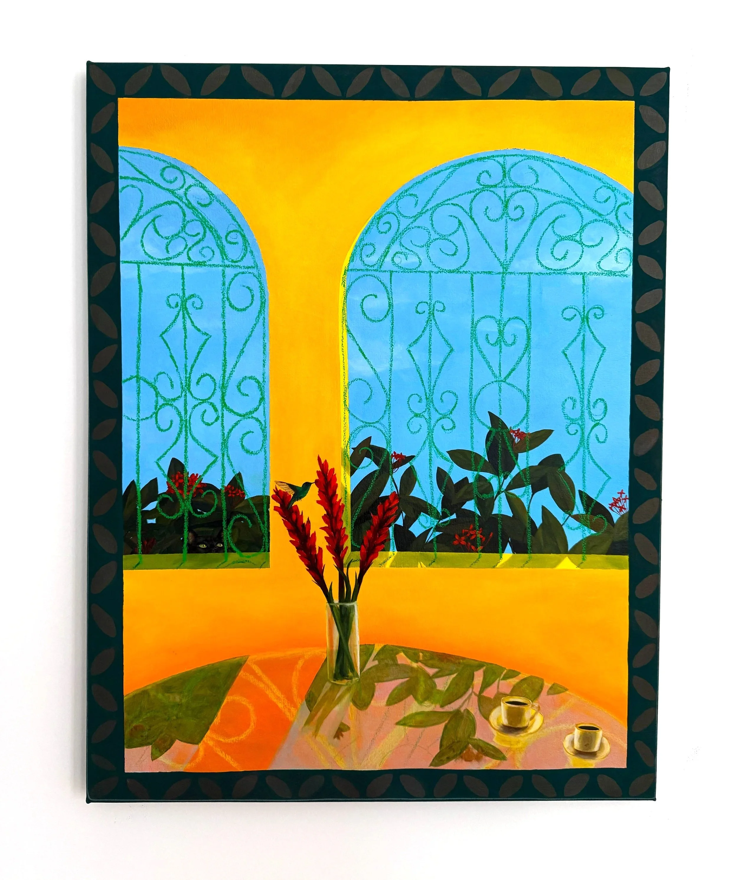   con leche y con azúcar?   46 × 36 inches, Oil, acrylic, and oil stick on canvas, 2026 