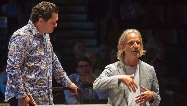 Cristian Măcelaru with composer Michael Gandolfi (Photo Credit: RR Jones)