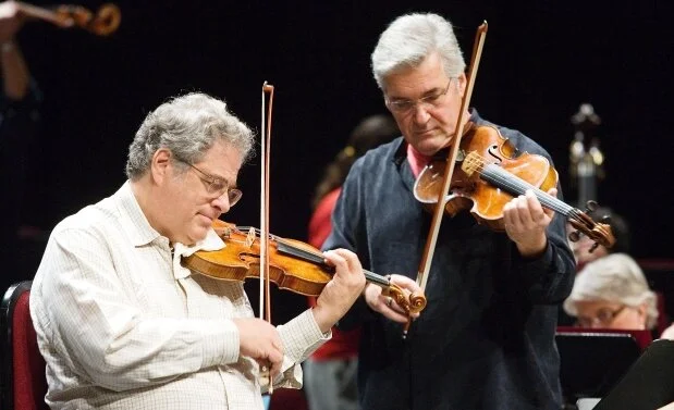 Itzhak Perlman and Pinchas Zukerman rehearsing at National Arts Centre (Photo credit: Chris Mikula)