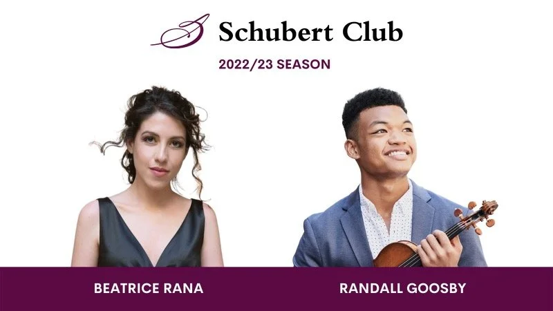 Beatrice Rana and Randall Goosby featured in the Schubert Club 2022/23 Season