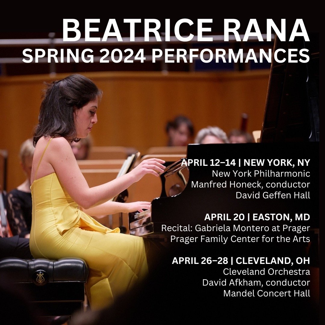 @BeatriceRana returns to the United States this month! She performs with the New York Philharmonic @NYPhilharmonic and @ManfredHoneck, makes her debut with the Cleveland Orchestra @CleveOrch and David Afkham and plays a recital at the Montero at Prag