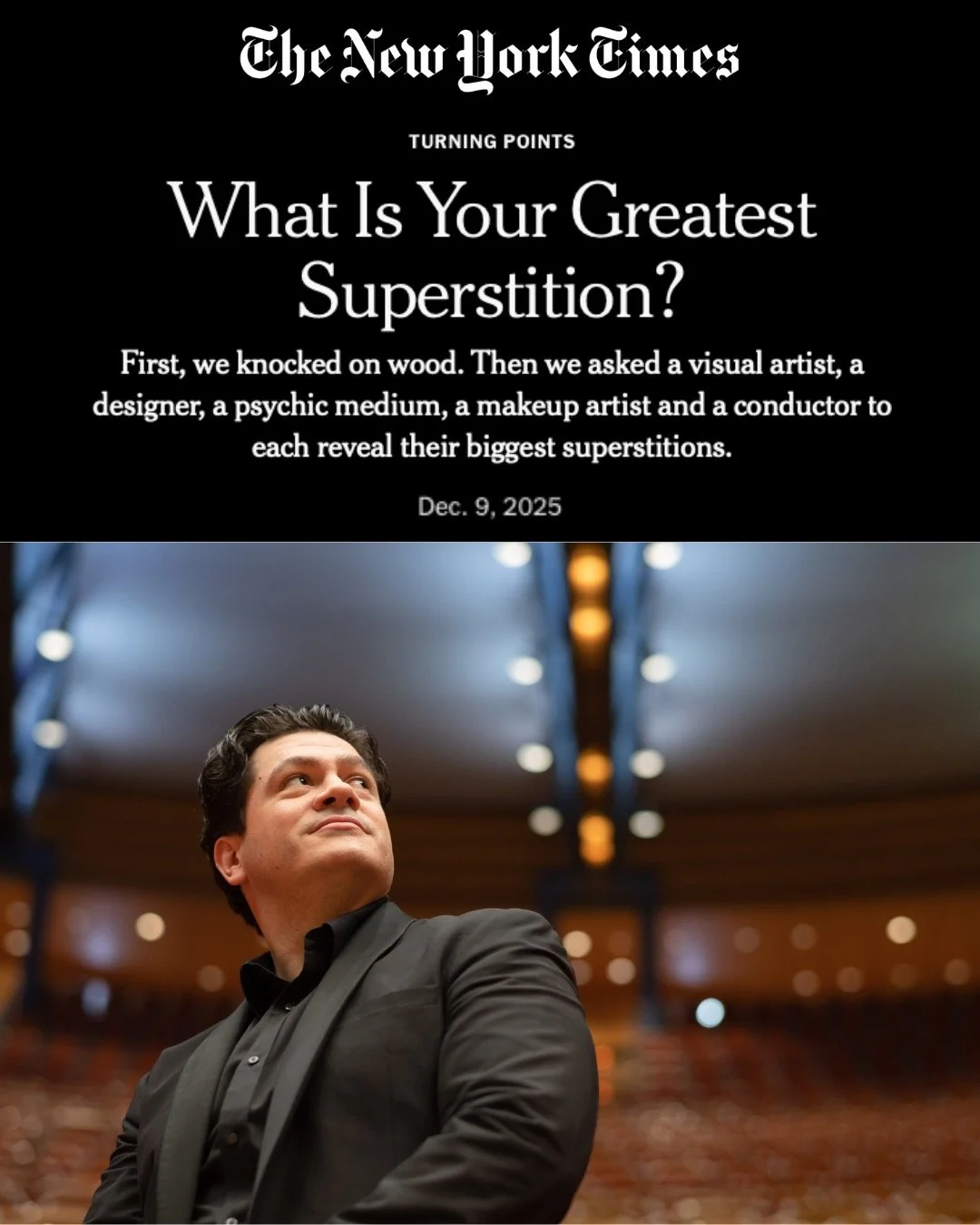 @Cristian.Macelaru is in The New York Times &mdash; his second NYT feature in just two months! ✨

Cristi shares his take on superstition, pre-concert rituals and the joy of keeping things beautifully unpredictable.

➡️ Swipe to read more.

🔗 www.nyt
