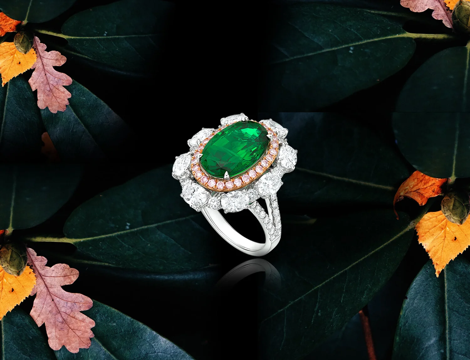 18k 白王金祖母绿宝石戒指 Fook S Jewelry