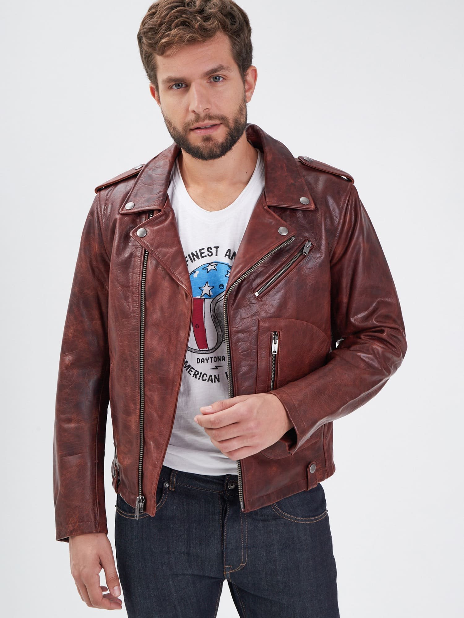 Redford R-03 - Leather biker jacket — D73 USA
