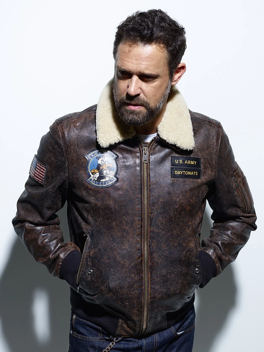 F4 Asphalt Leather flight jacket Black — D73 USA