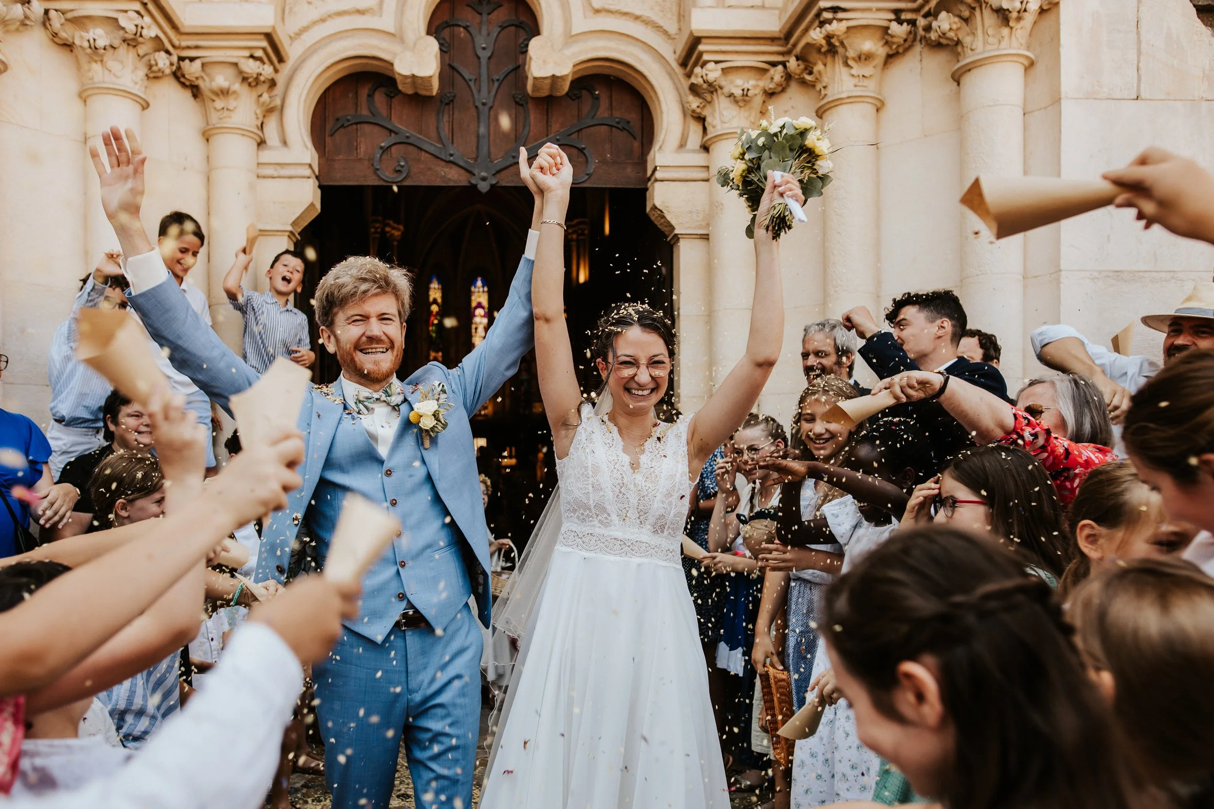 Photographe mariage religieux Lyon : le mariage de Magalie et Victor entre foi, festivités et élégance au Domaine 1838