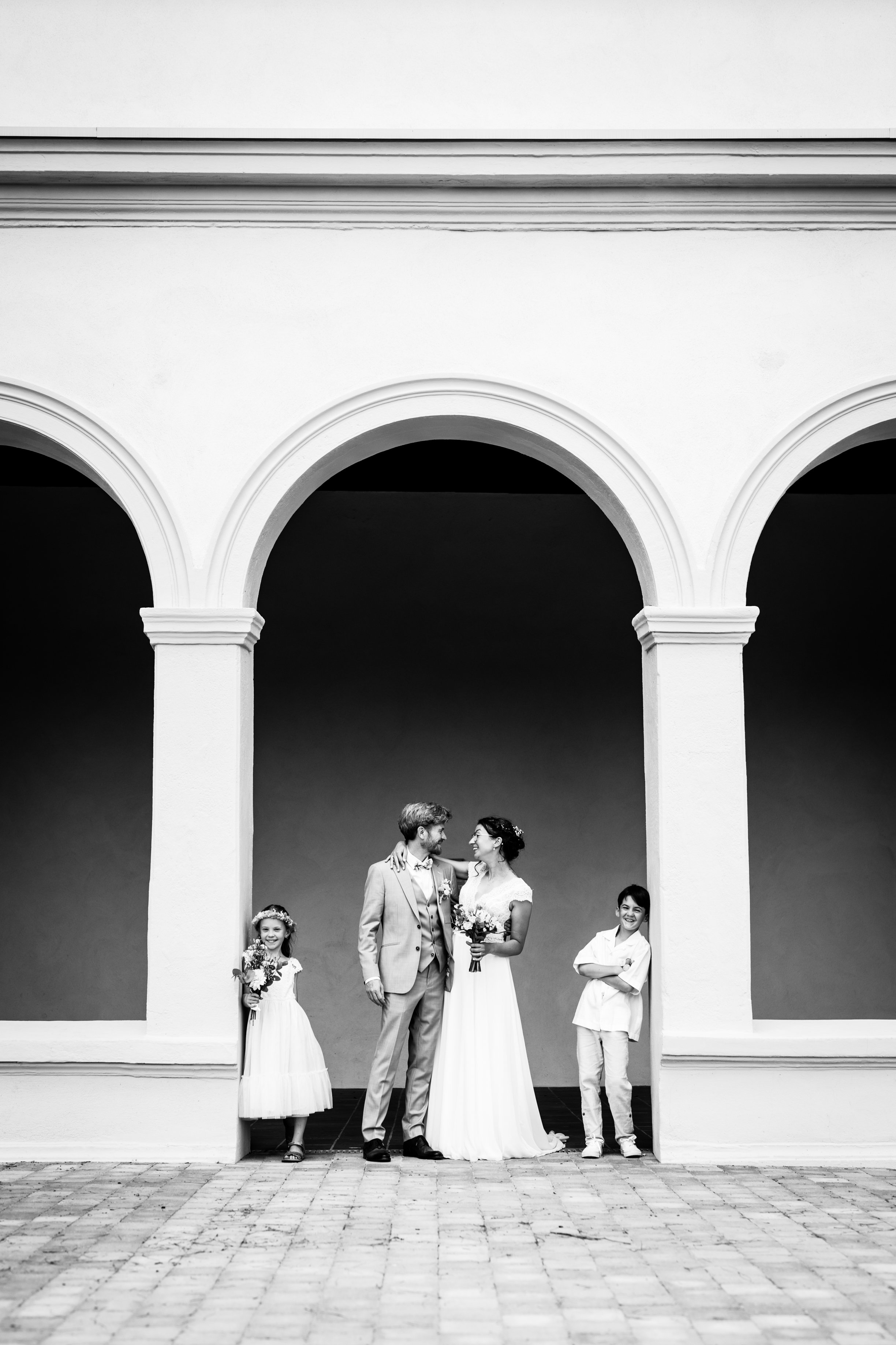 photo de famille lors du mariage à Brignais en juillet