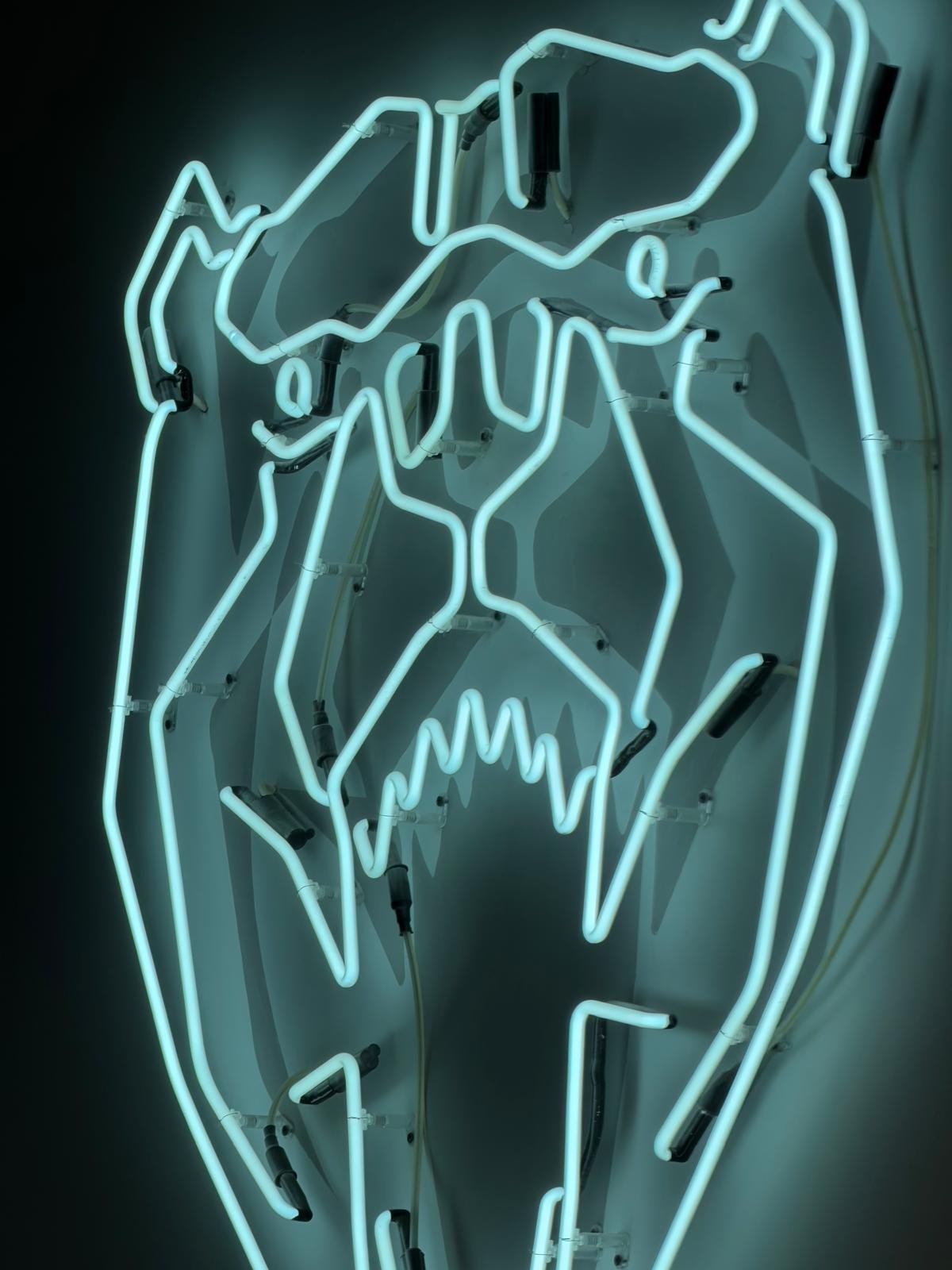 Neon light art piece in the shape of a pair of lips