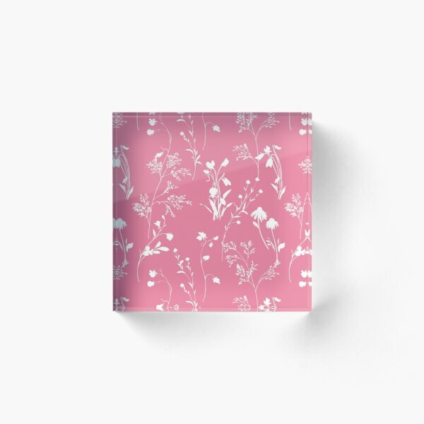 Obviously Pink Wildflowers Pink Lace Acrylic Block