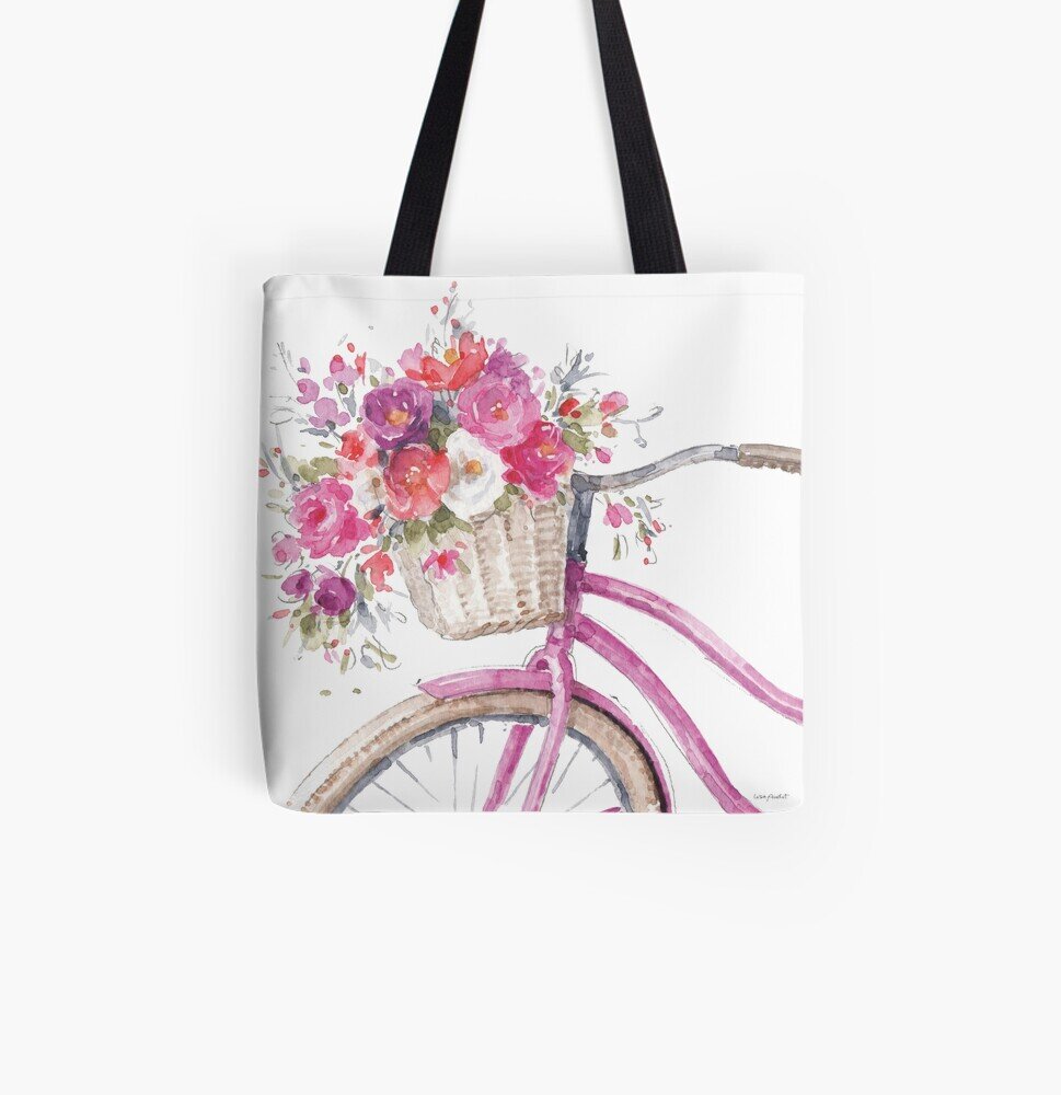 Obviously Pink Bicycle Art Tote Bag