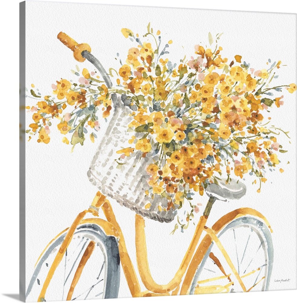 Happy Yellow 07 "Bicycle with Bloom" Wall Art