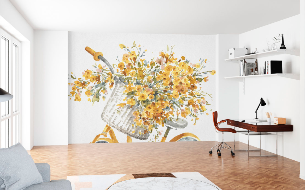 Happy Yellow Bicycle Wall Mural