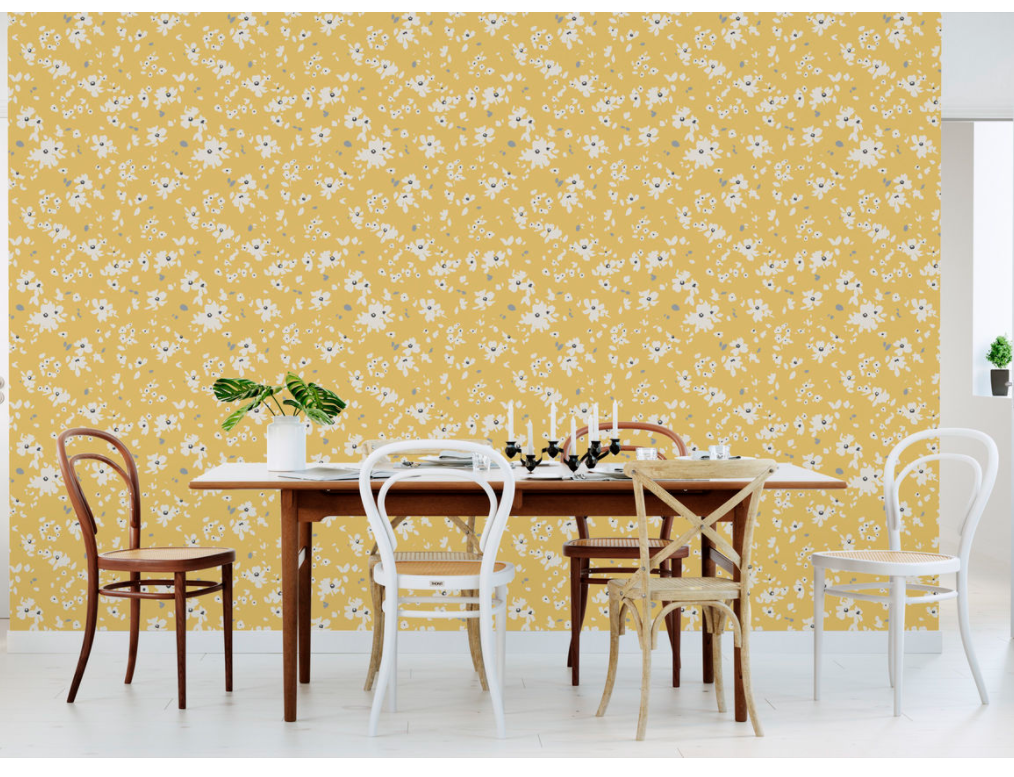 Happy Yellow Floral Designer Wallpaper