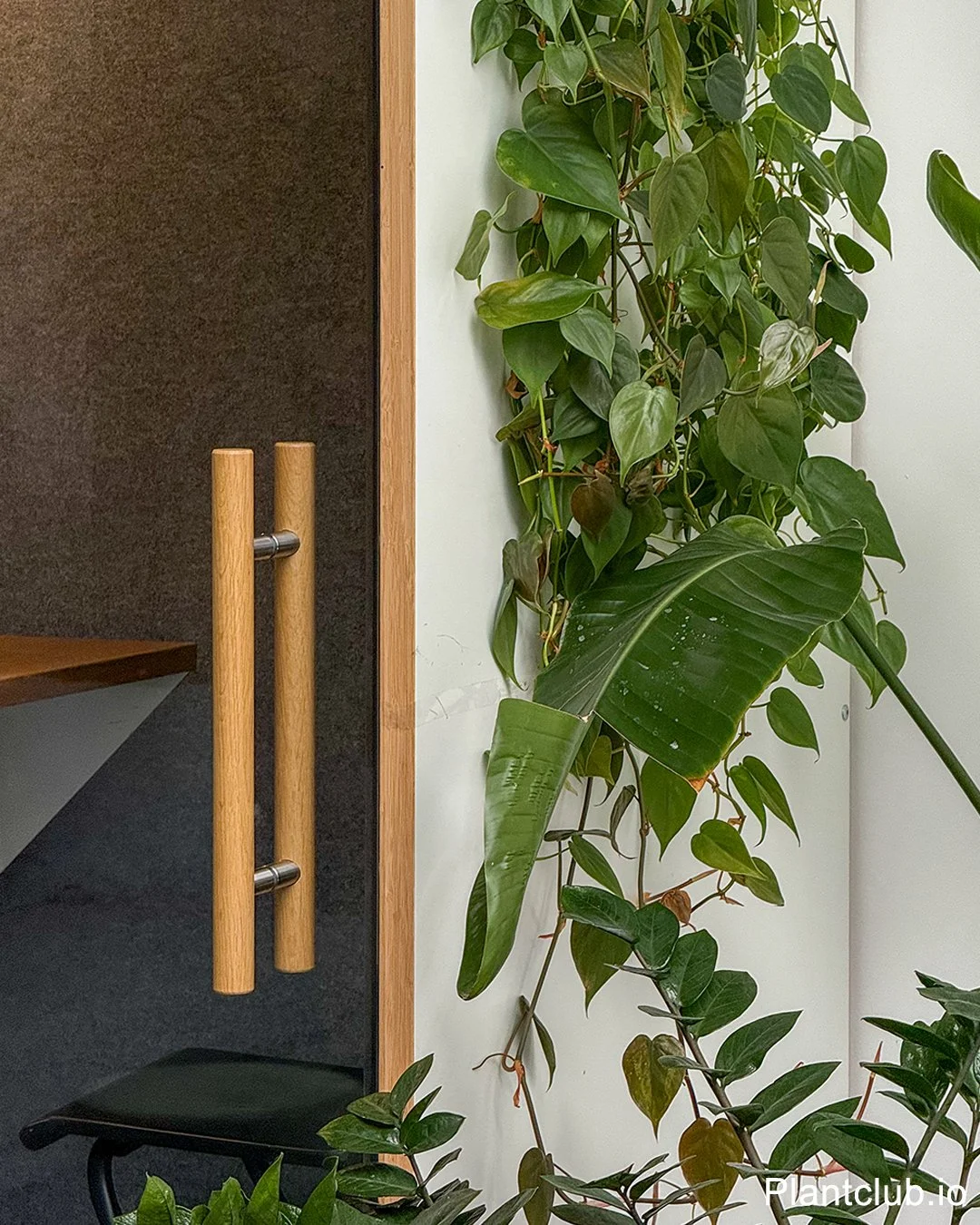  Greenery meets productivity in this serene office phone booth. 