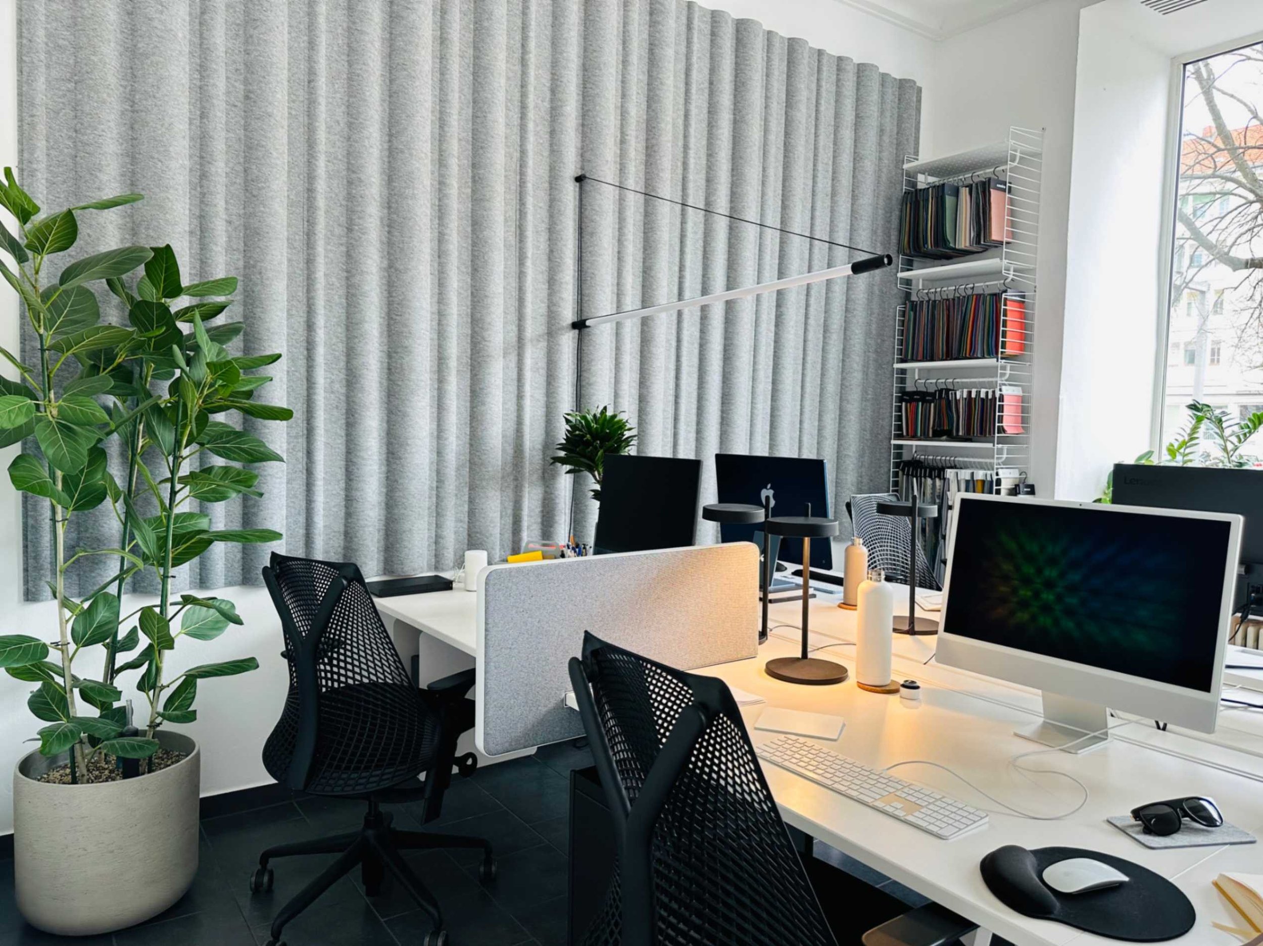  At T3’s own studio a Ficus audrey complements the natural material of an insulating wall. 