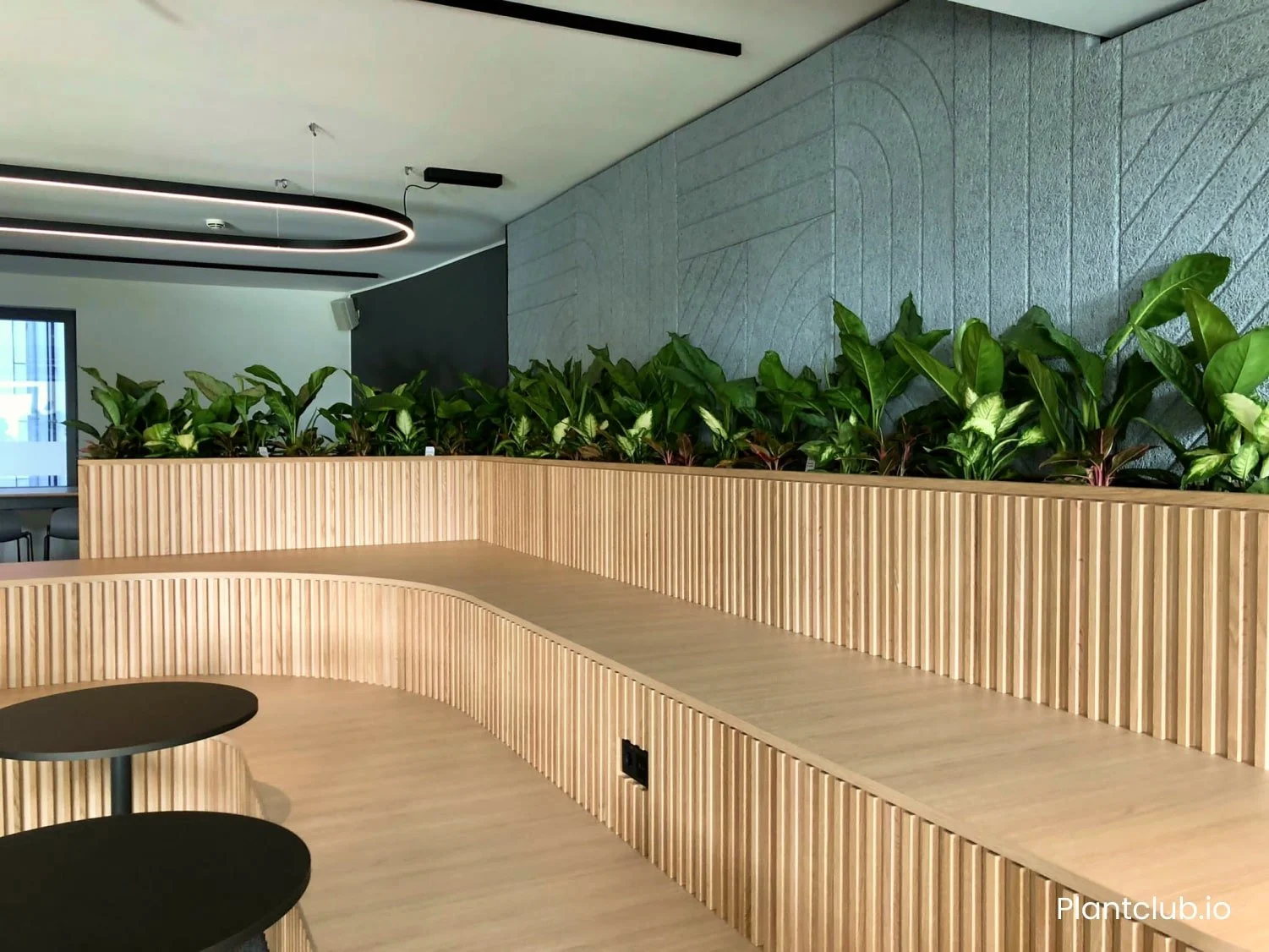  Placing integrated planters in communal areas can help with sound absorption. 
