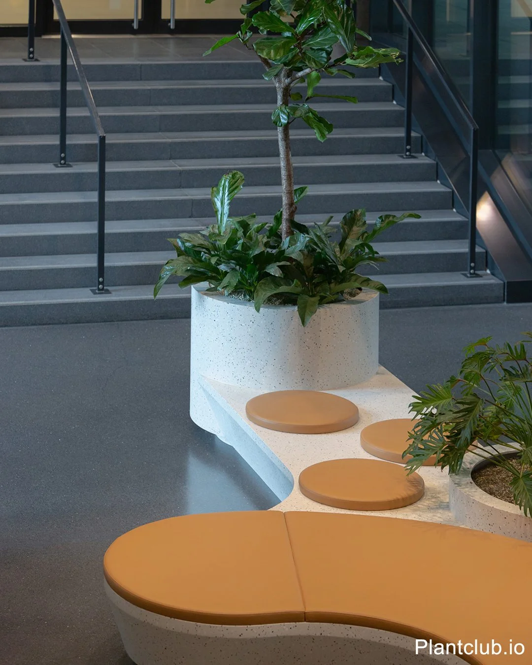 Selection of plants curated to fit an existing design bench with integrated planters