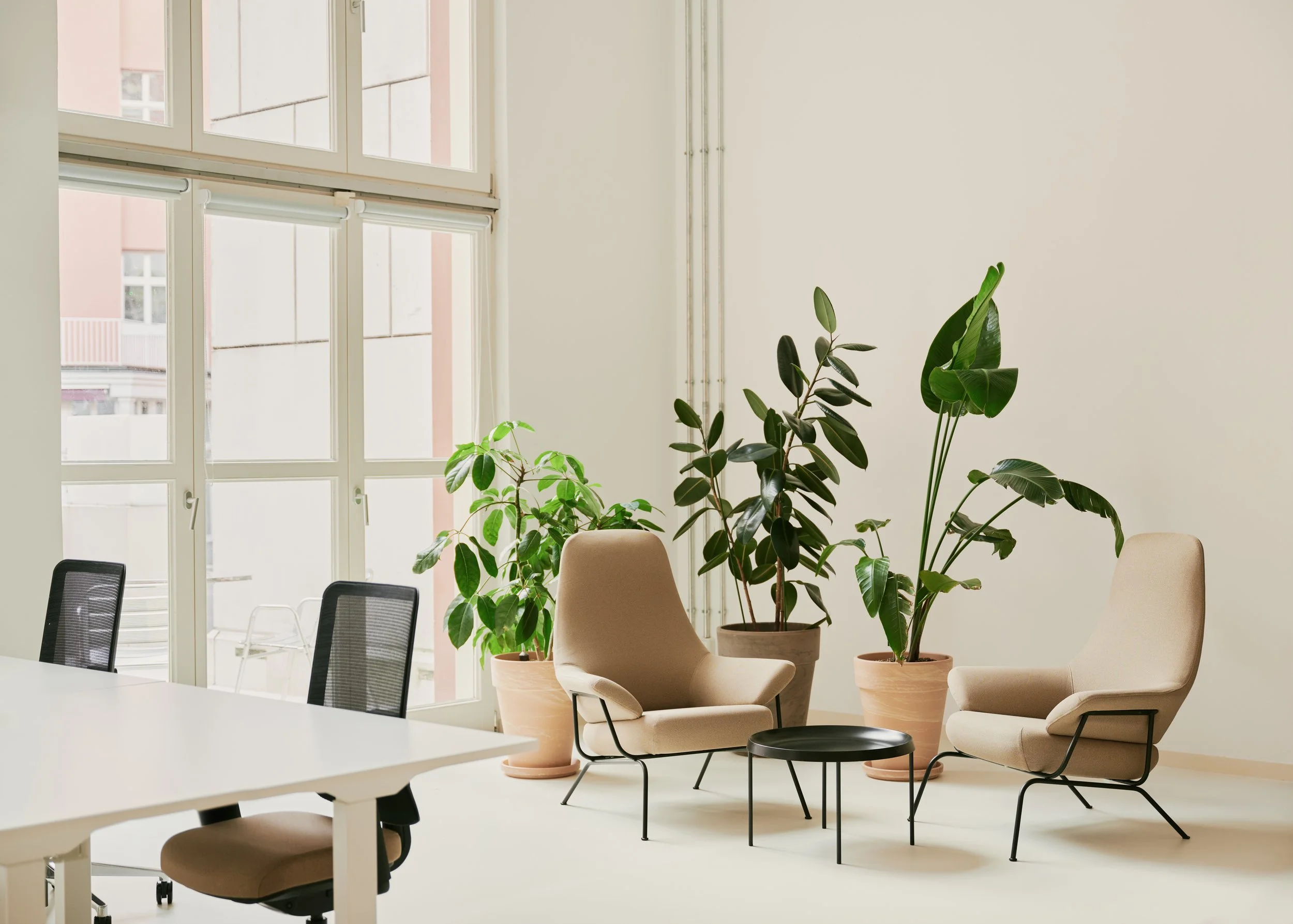  HYBRID SPACES' inviting communal spaces provide a refreshing atmosphere for collaboration and connection.   