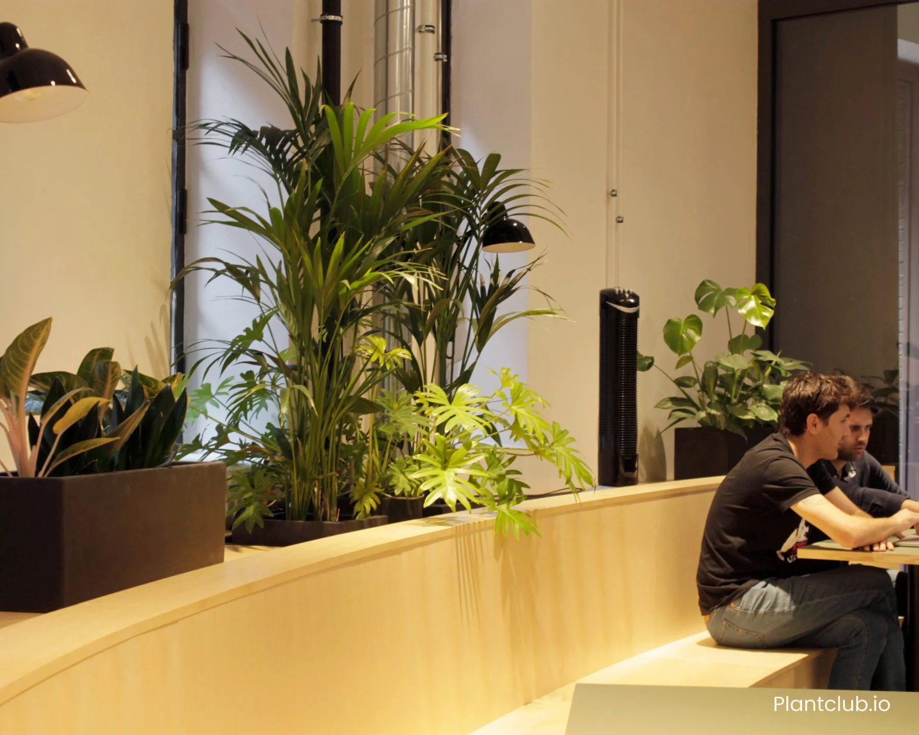  The dining room of The Tower is a relaxing collaborative space surrounded by a wide variety of plant pools.  