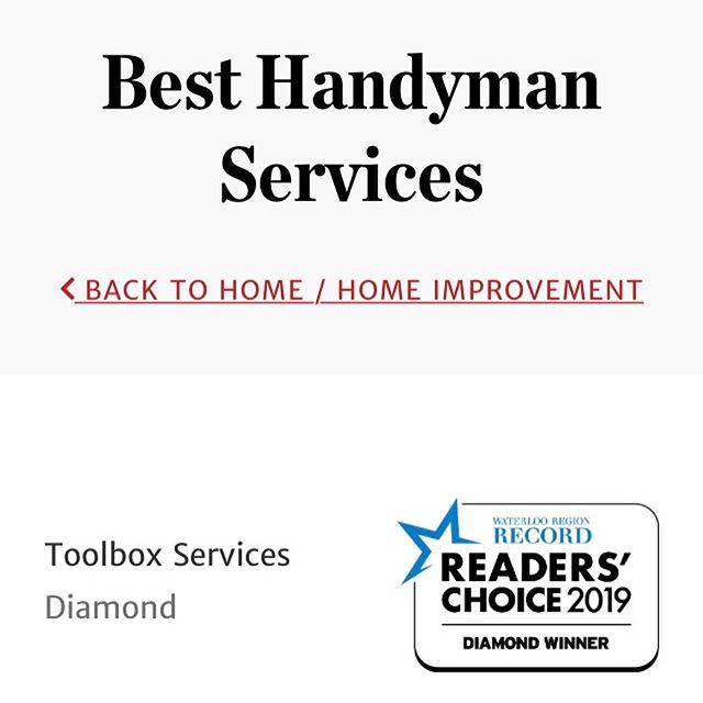 The results are in! We were voted #1 in the region in two categories - best handyman service and best handyman. Thank you to everyone who voted, we couldn&rsquo;t have done it without you. Congratulations to our fellow winners.