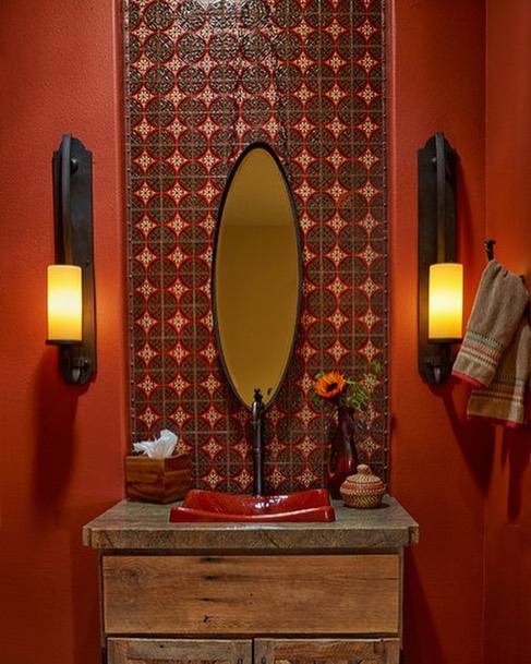 Rules are meant to be broken. Whoever said bold colors were only for big spaces must&rsquo;ve had a boring powder room. A splash of color and rich wallpaper is sure to impress your guests this holiday season.