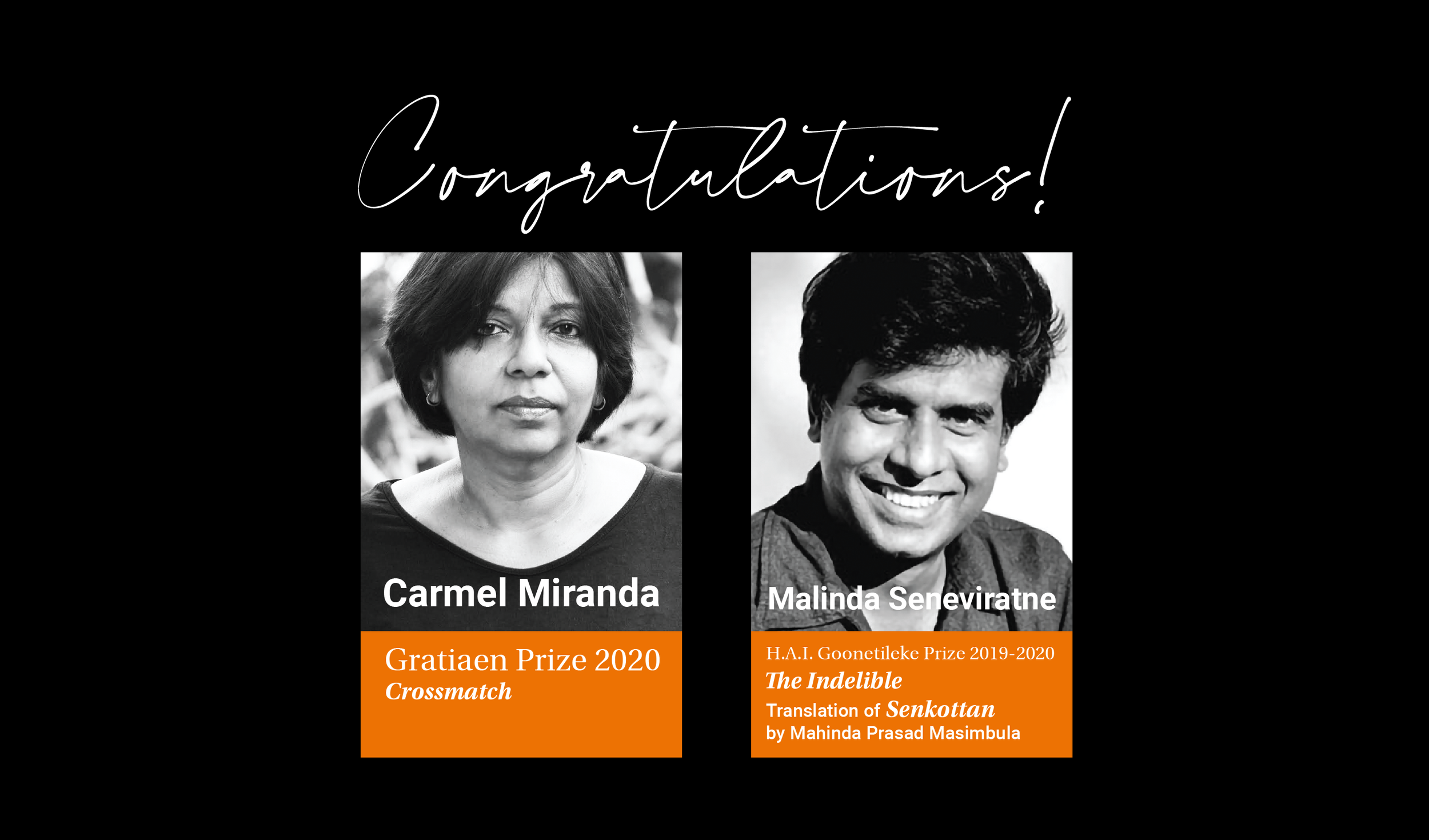 CONGRATULATIONS: Carmel Miranda and Malinda Seneviratne