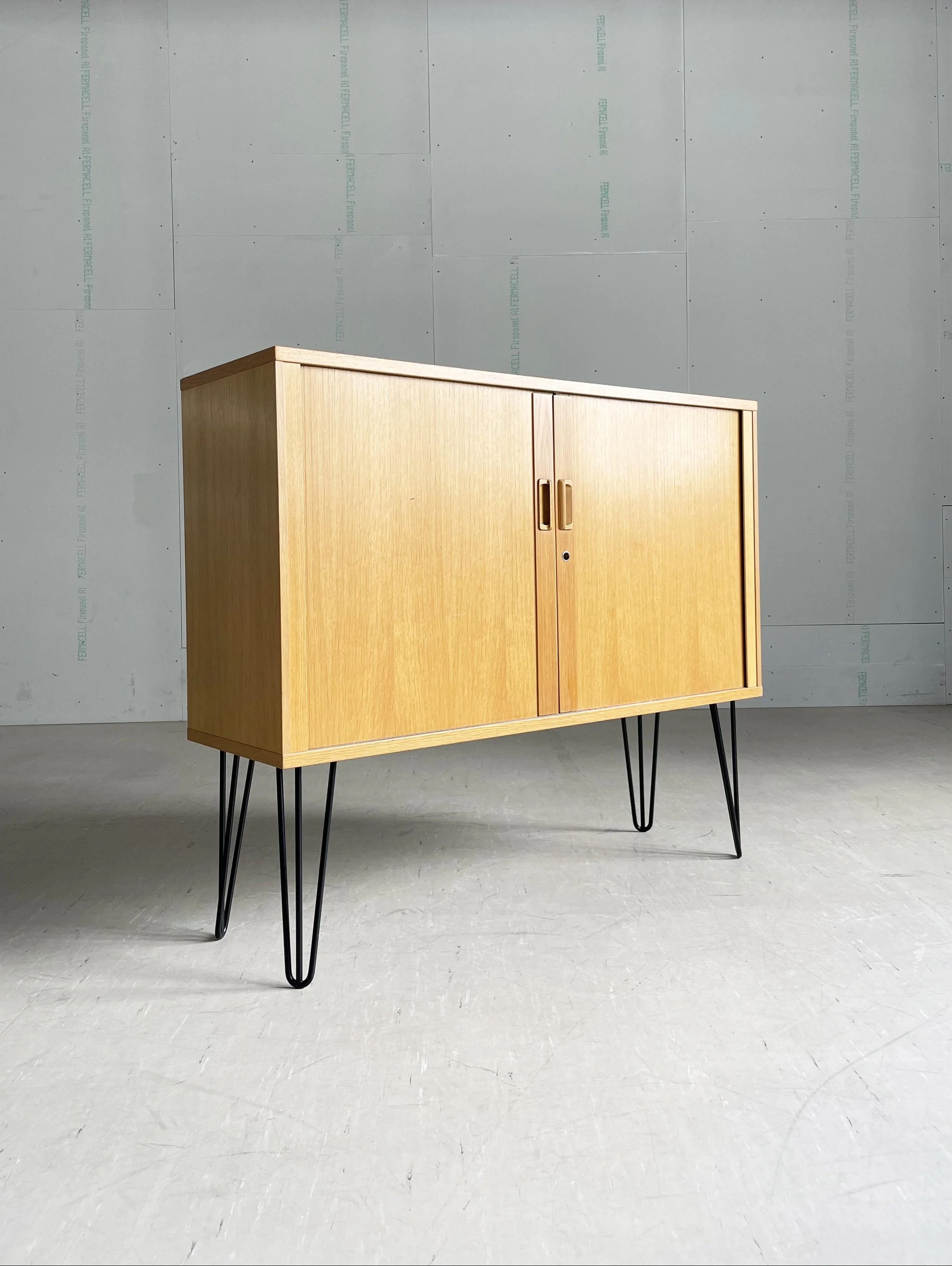 Vintage 1970’s roll fronted Sideboard with hairpin legs
