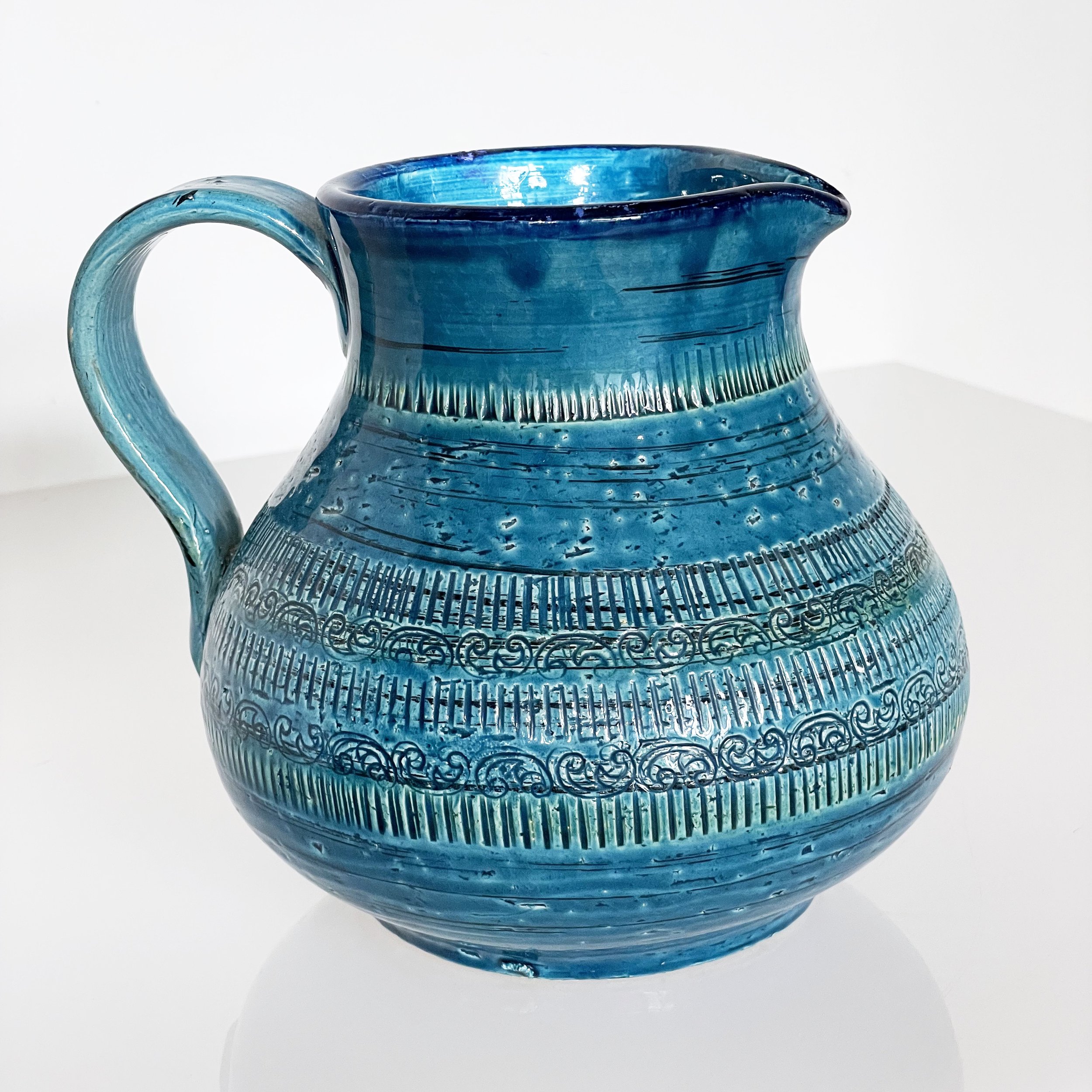 Aldo Londi Rimini Blue Water Jug for Bitossi, Italy
