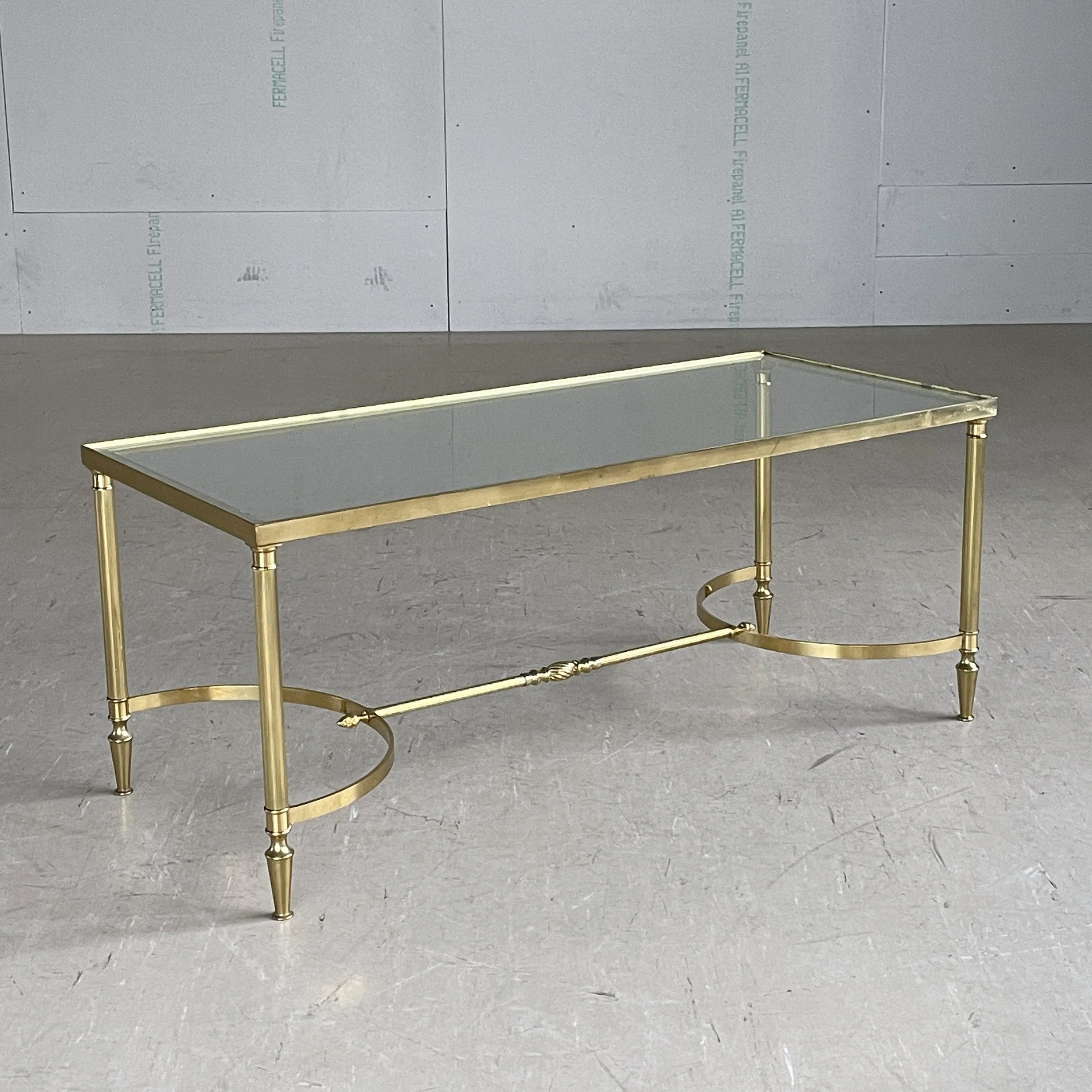 French Mid Century Neoclassical / Hollywood Regency Style brass coffee table