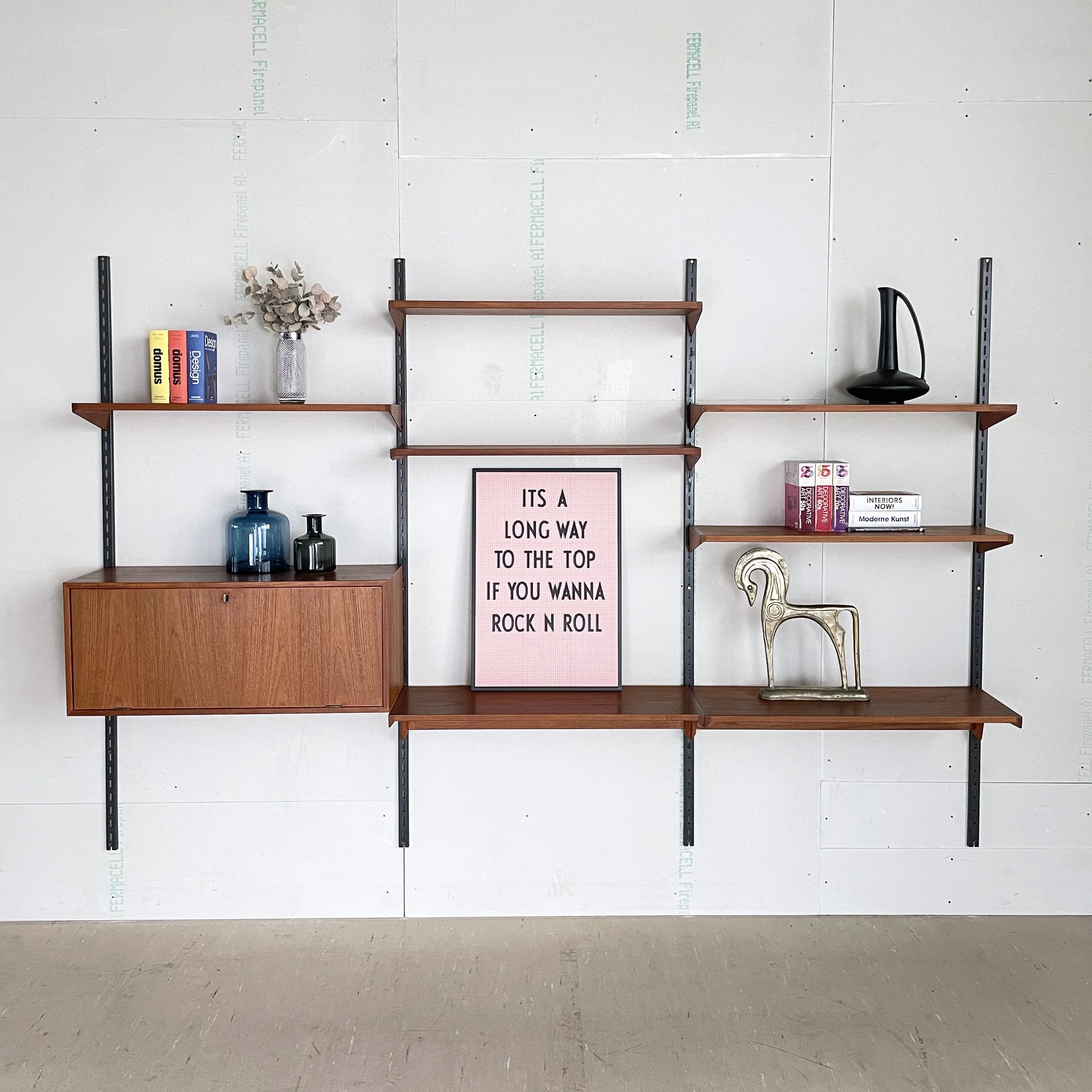 1960's Kai Kristiansen Teak Wall Shelving System for FM Møbler, Denmark
