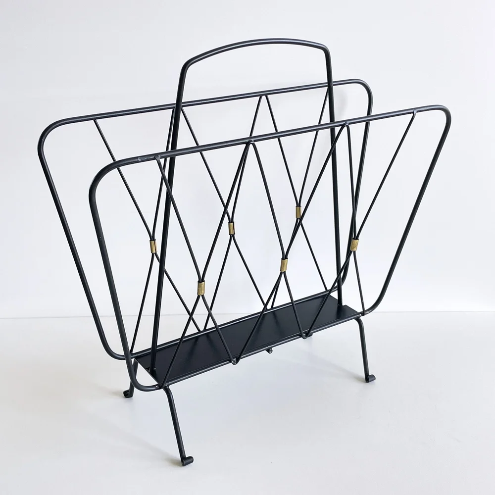 1950's Magazine / Newspaper Rack with Brass details