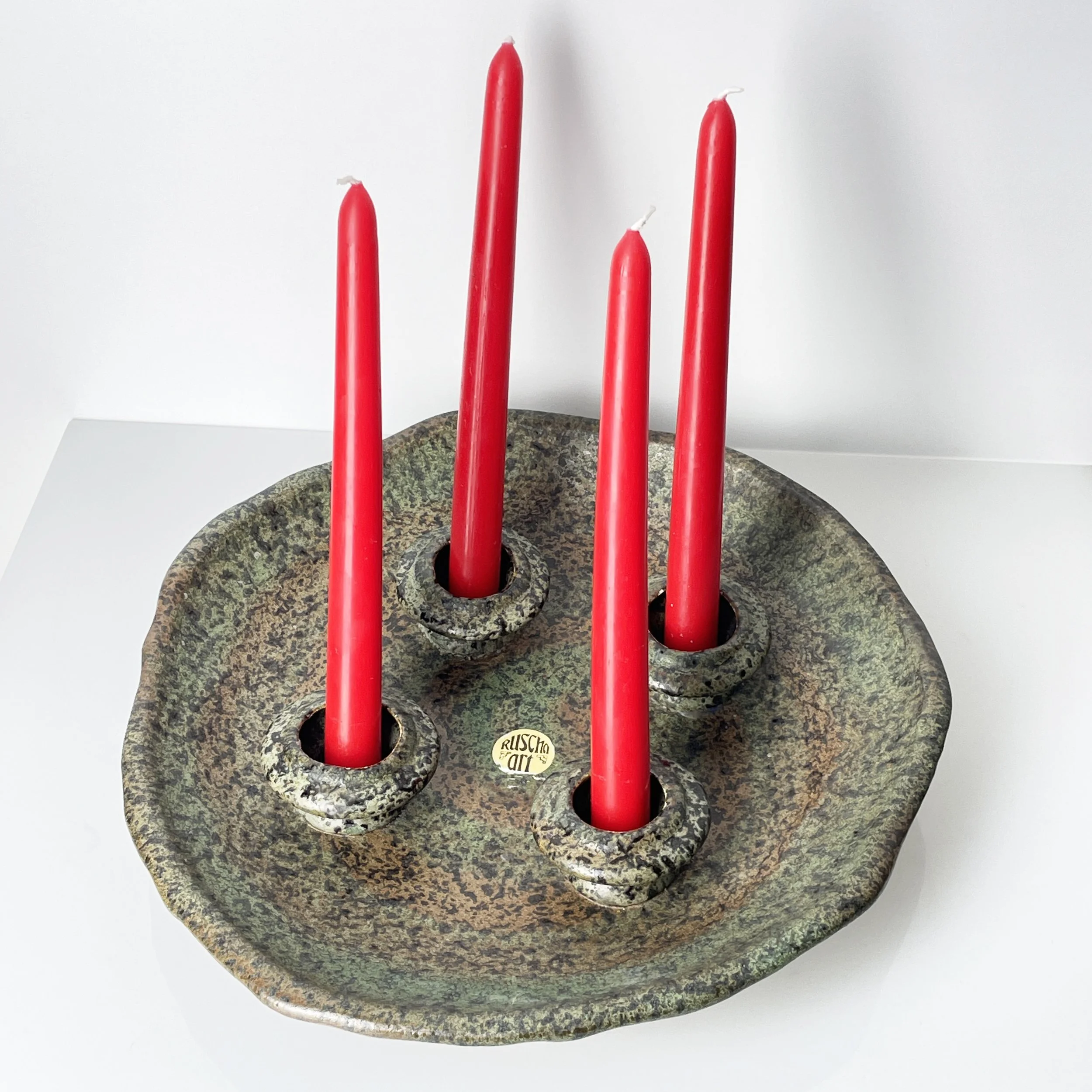 1960 Ruscha West German Ceramic Candle Holder #1