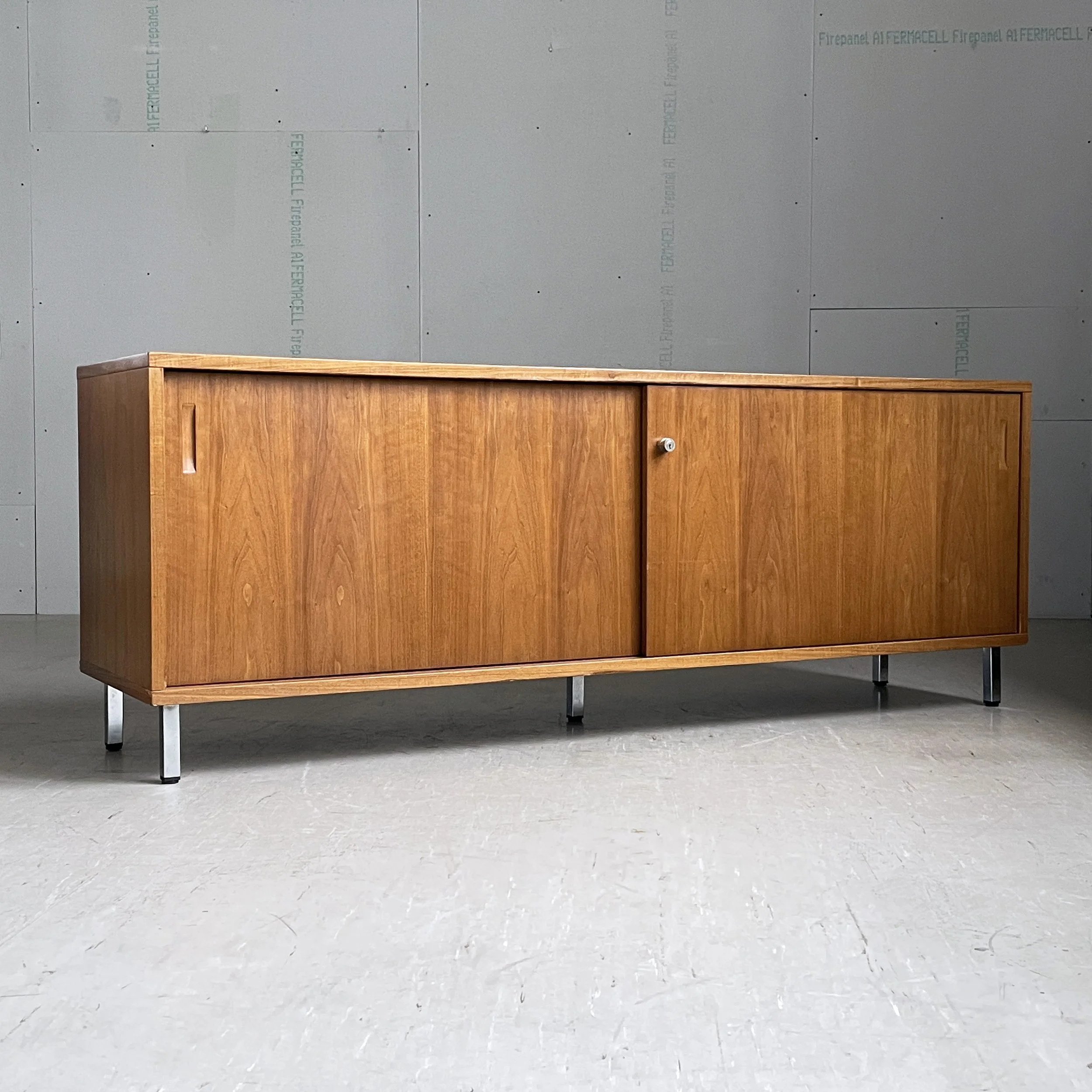 1970’s Zemp Walnut Sideboard with Sliding Doors