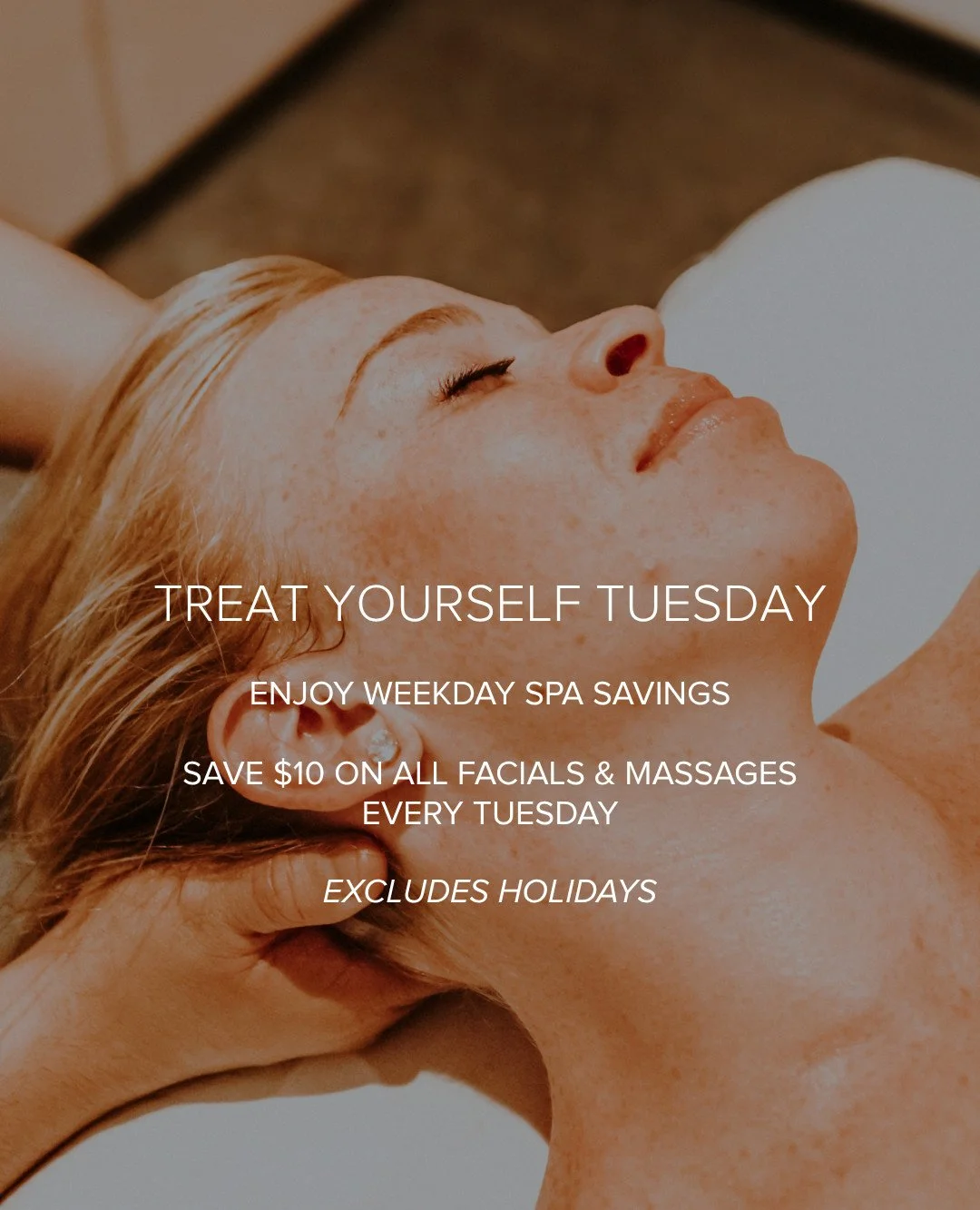 Sometimes a little midweek kindness is exactly what you need. 

Tuesdays at the spa feel extra special when you sink into a soft robe, take a deep breath, and let your worries drift away, all while treating yourself to some well-deserved savings. 

W