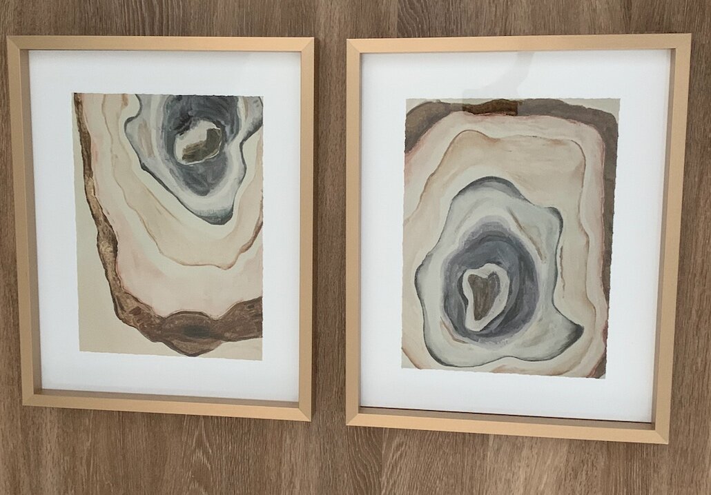 Abstract Oyster Prints on Canvas Framed