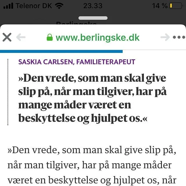For nyligt blev jeg interviewet af en journalist fra Berlingske om tilgivelse. Artiklen kan du læse i linket her: https://www.berlingske.dk/kultur/hver-femte-har-oplevet-noget-i-familien-de-aldrig-kan-tilgive-derfor-er-det
#familieterapi #tilg