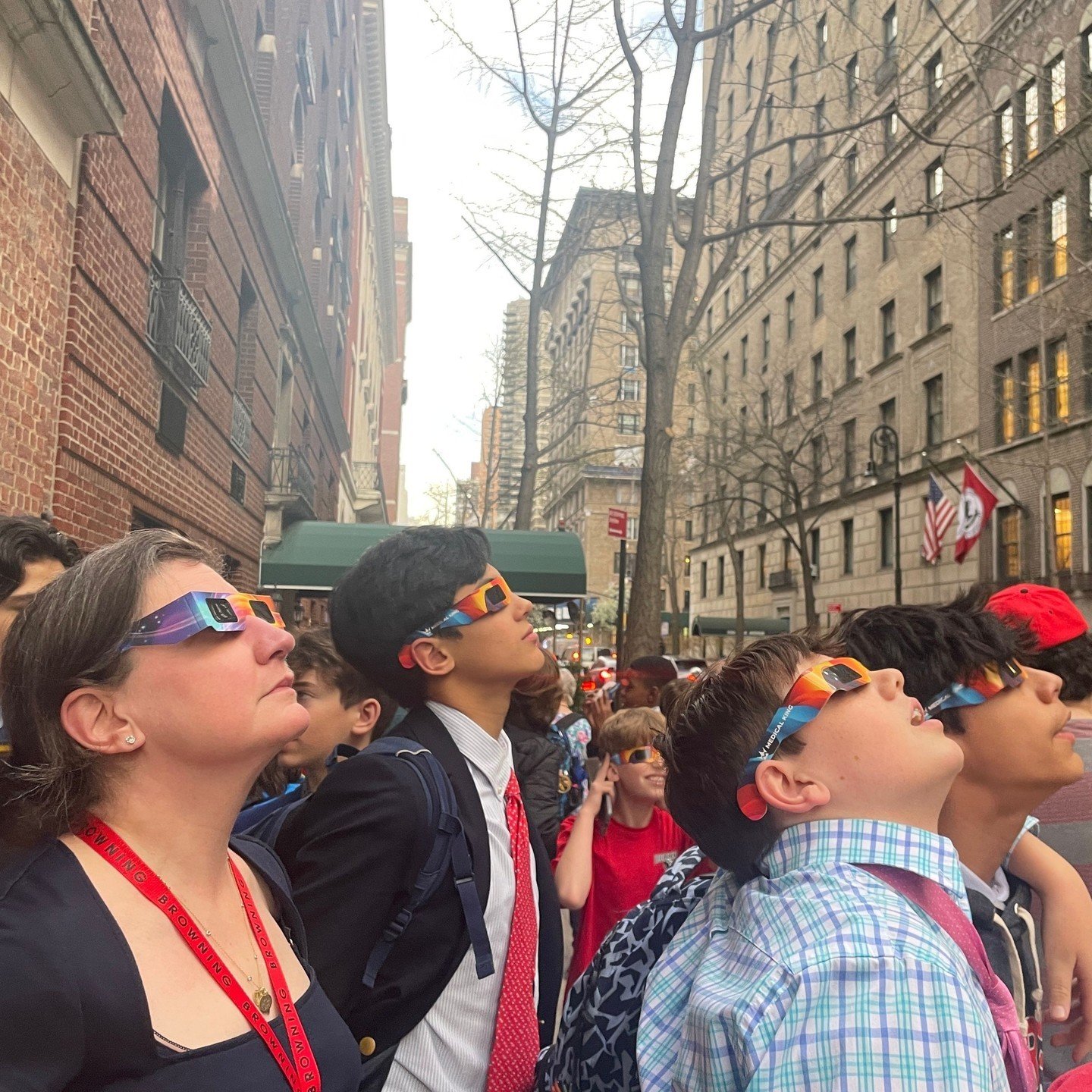 &ldquo;The eclipse is eclipsing!&rdquo; 🌘
⁠
As school dismissal aligned perfectly with peak coverage, Browning boys and faculty (equipped with ISO-certified glasses) joined millions across North America in witnessing this historic event from 62nd St