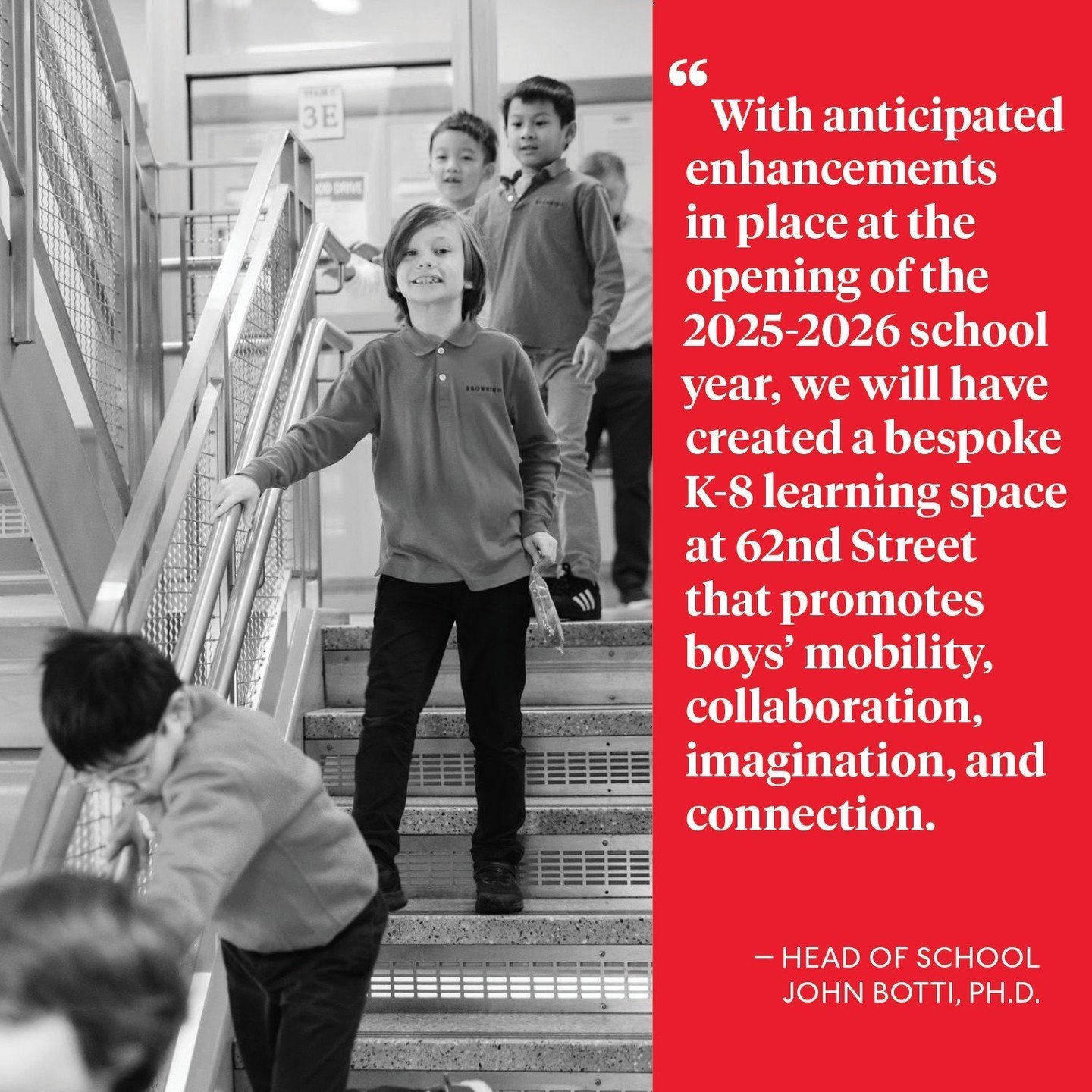 Dr. Botti on Enhancing Our 62nd Street Campus! ✍️⁠
⁠
As we await the new Upper School site, Dr. Botti discusses plans for the existing East 62nd Street campus, featuring expanded facilities and refreshed spaces for our K-8 students.⁠
⁠
Read Dr. Botti