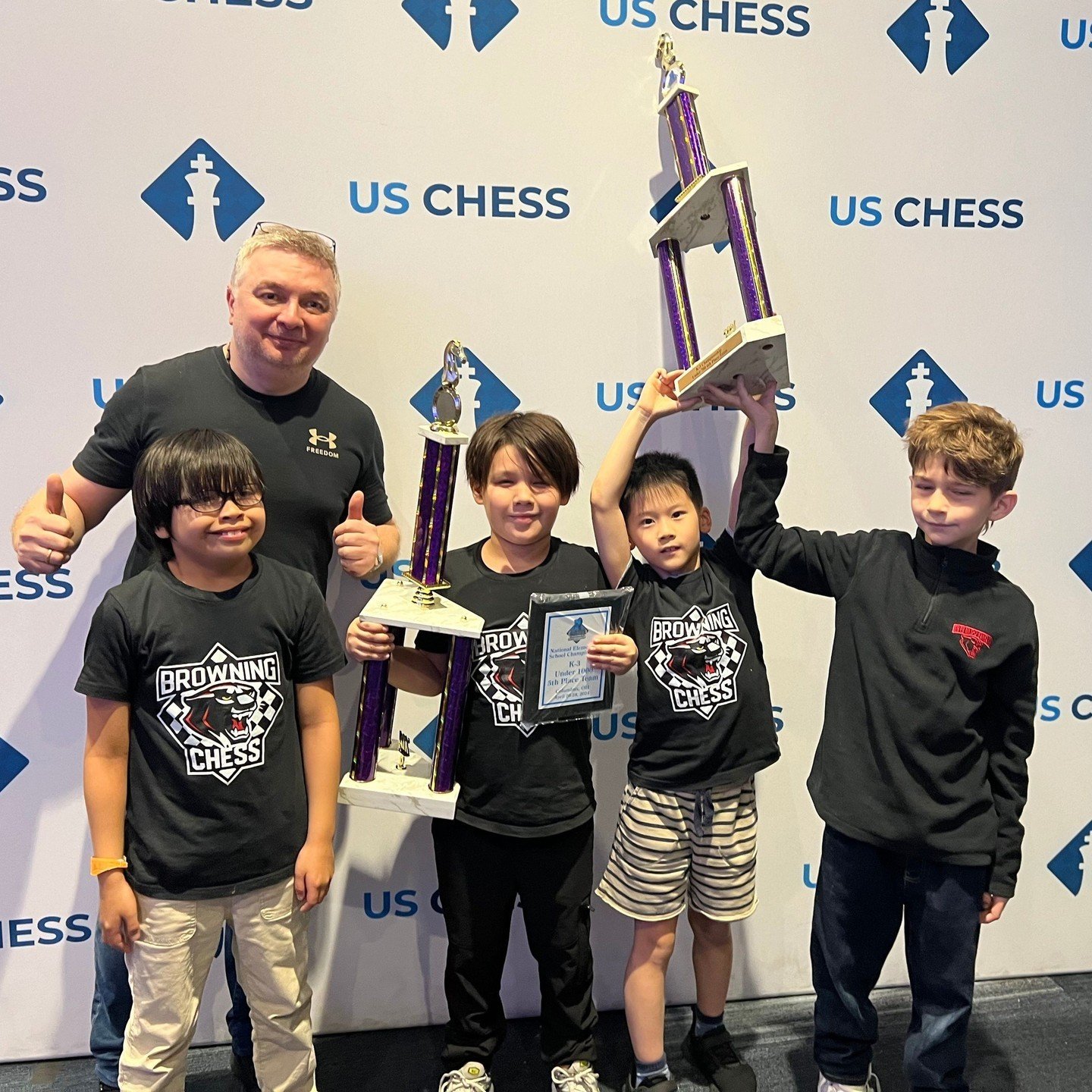 Our Chess Panthers roared at the K-6 National Championship in Baltimore, Ohio! With 15 Browning boys amongst over 1700 players, our three teams each brought home team trophies! ⁠
⁠
Highlights:⁠
🔹 K-3 U700: Oscar '34, Ethan '33 Jude '33, Ujaan '33 to