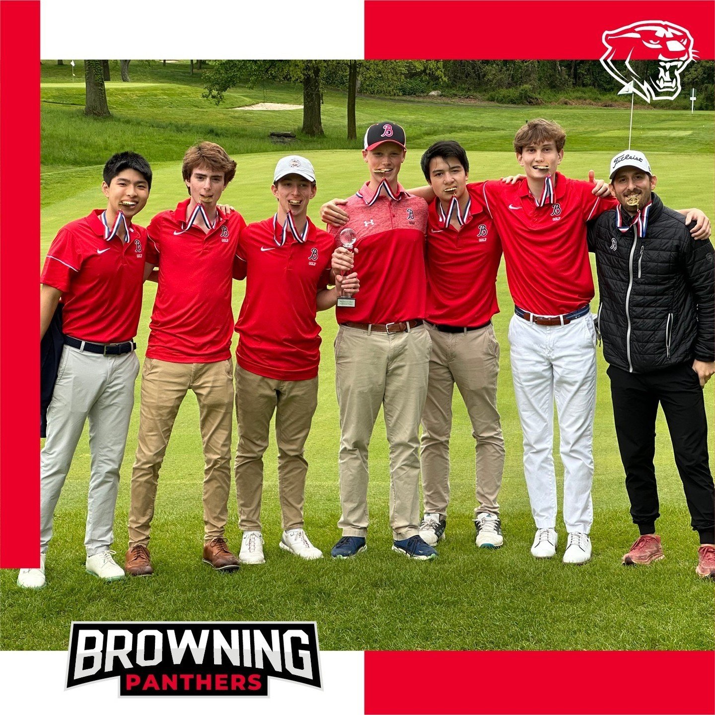 It's time to raise a new school banner to celebrate our Varsity Golf team, the NYCAL champions! 🏆⁠
⁠
On the biggest day of the season, the golfing Panthers delivered an incredible performance, scoring 150 and edging out Columbia Prep by just one str