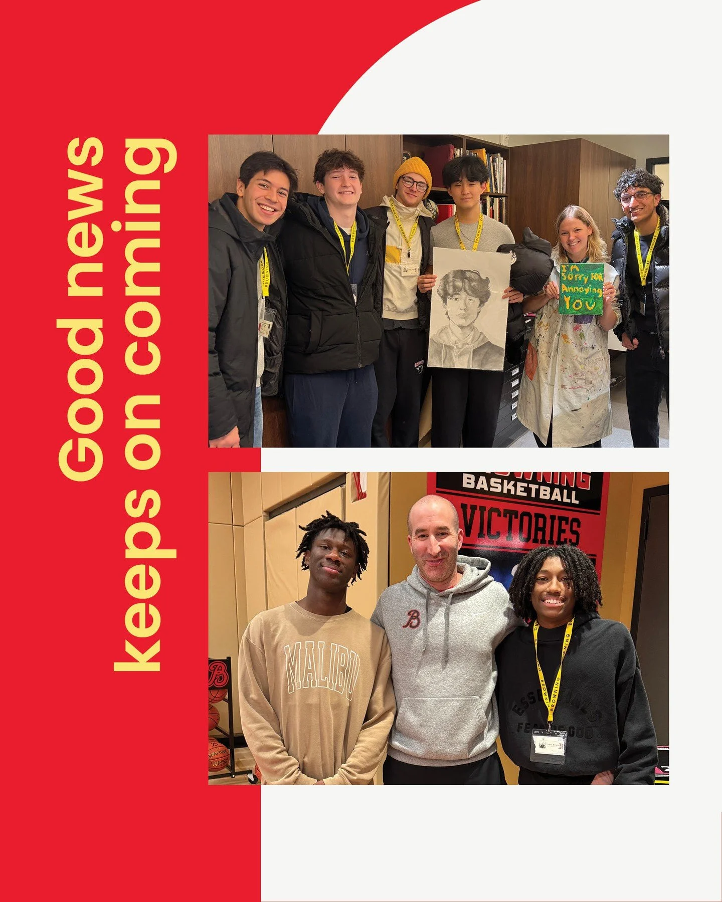 Class of 2025 visits 64 for the first time! Seeing our graduates thriving in college and reconnecting with Browning faculty is always a joy:⁠
⁠
Top: Quinny Balber (Dartmouth), Philip Strohfeldt (Union), James Cartwright (U of Miami), Artem Te (UC Dav